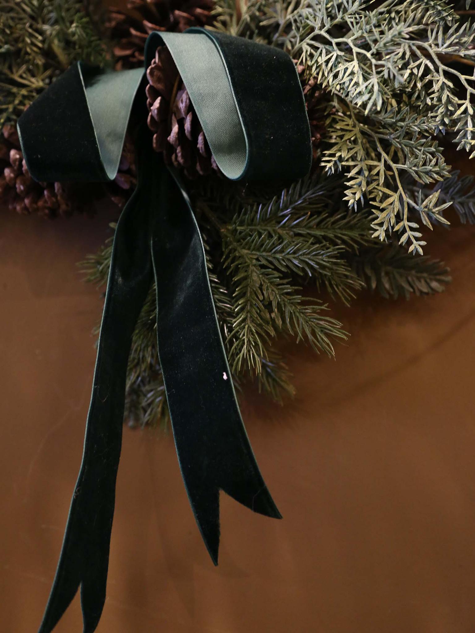 Faux Pine Foliage Bow Wreath