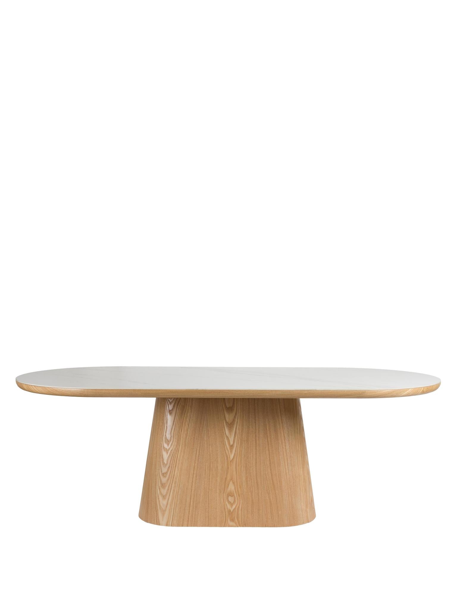 Almira Sintered Stone & Wood Oval Dining Table - Oak - 2 Sizes Available