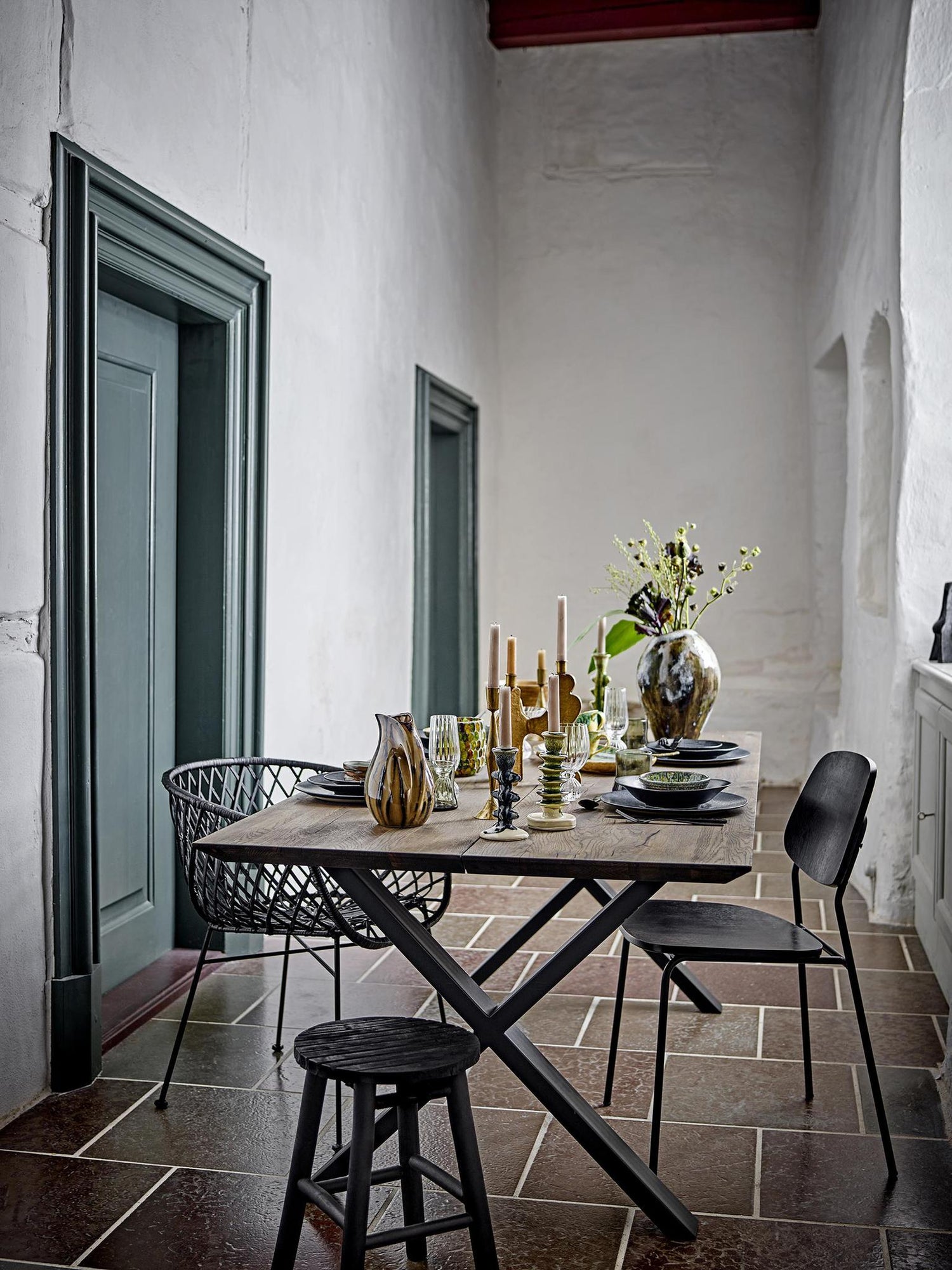 Cole Candle Holder, Green, Stoneware