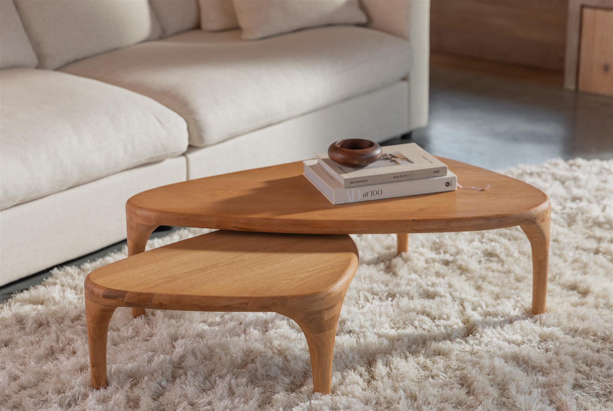 Isla Set of 2 Solid Wood Coffee Tables - 2 Colours Available