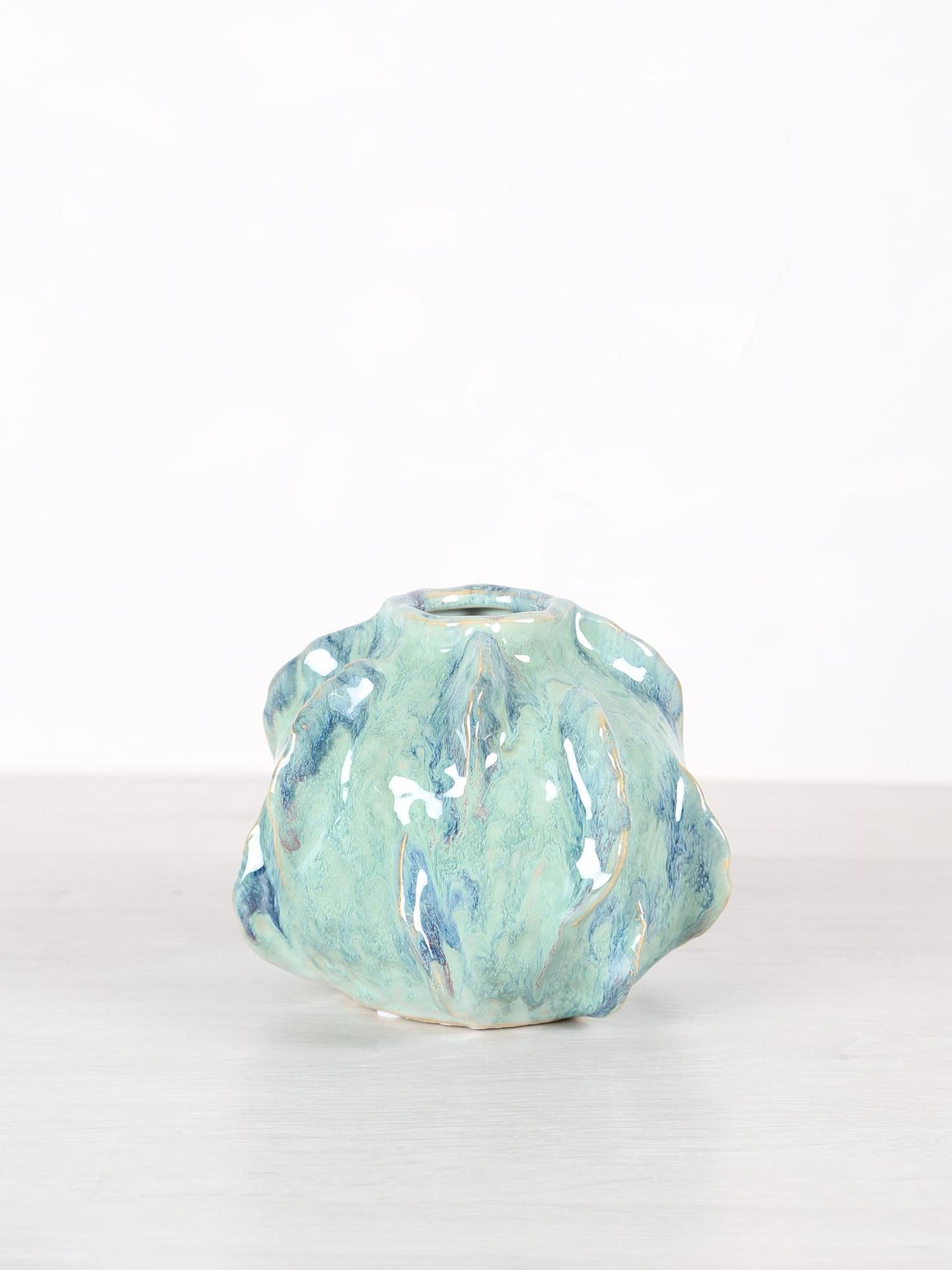 Amarrah Ceramic Irregular Vase - Petrol