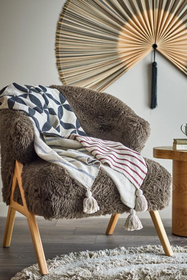 Forma Throw - Block Printed - Recycled Cotton - Neutral Tones
