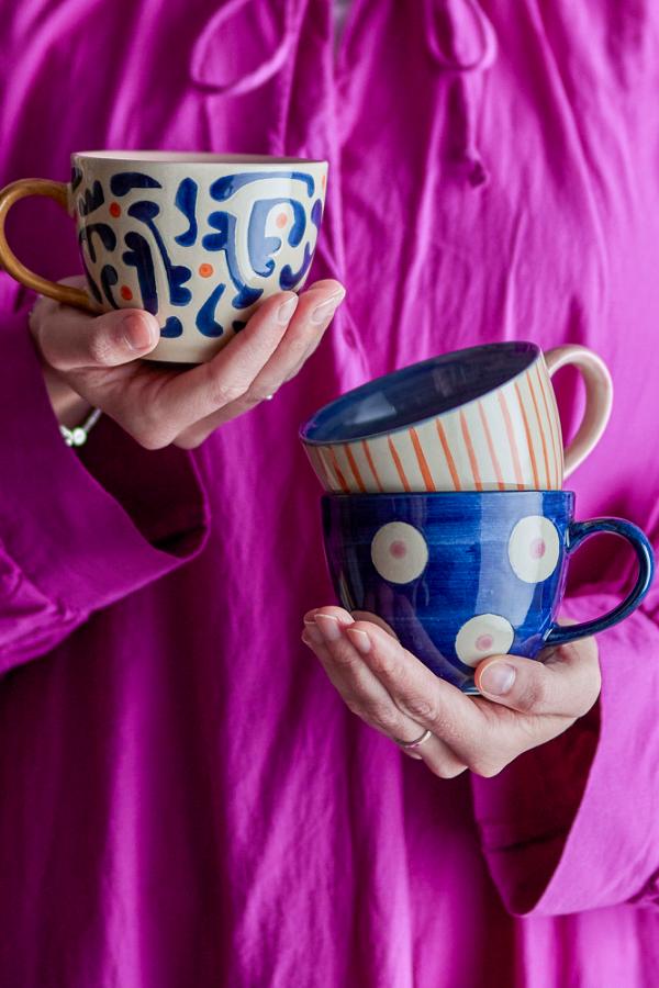 Eviaya Mug - Patterned - 3 Patterns Available - Blue, Pink, ochre