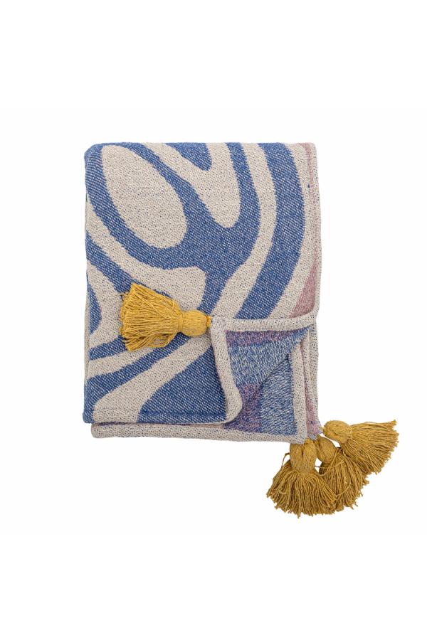 Arlie Throw - Swirled Print - Recycled Cotton - Blue, Rose, Ochre