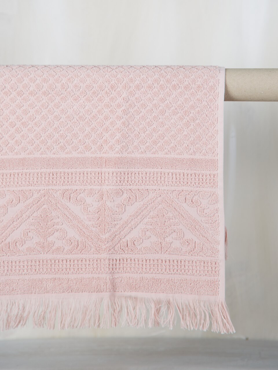 Embossed Jacquard Towel in Aubepine Pale Pink - 4 Sizes Available