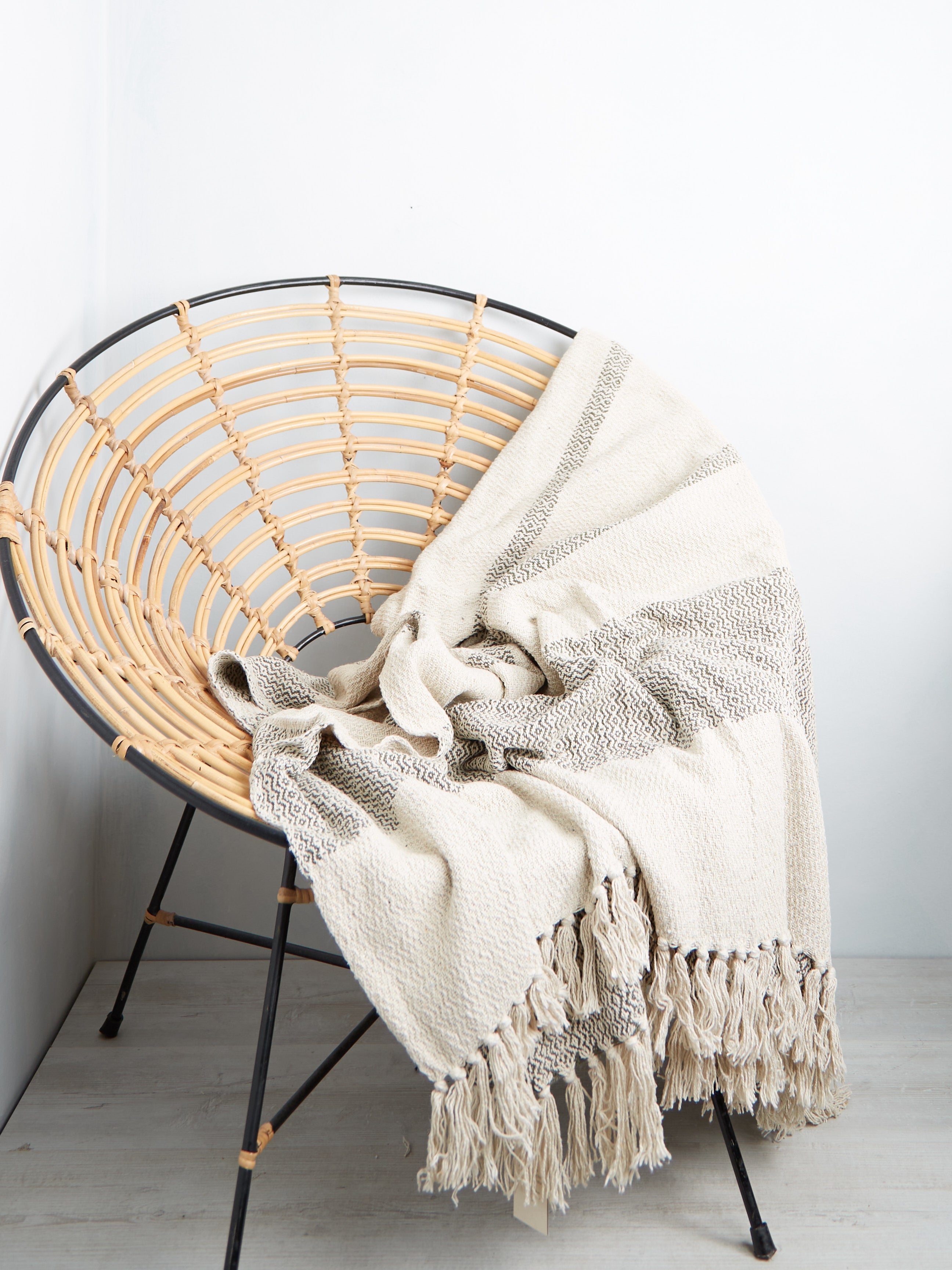 Fidan - Recycled Cotton Throw - Printed Green
