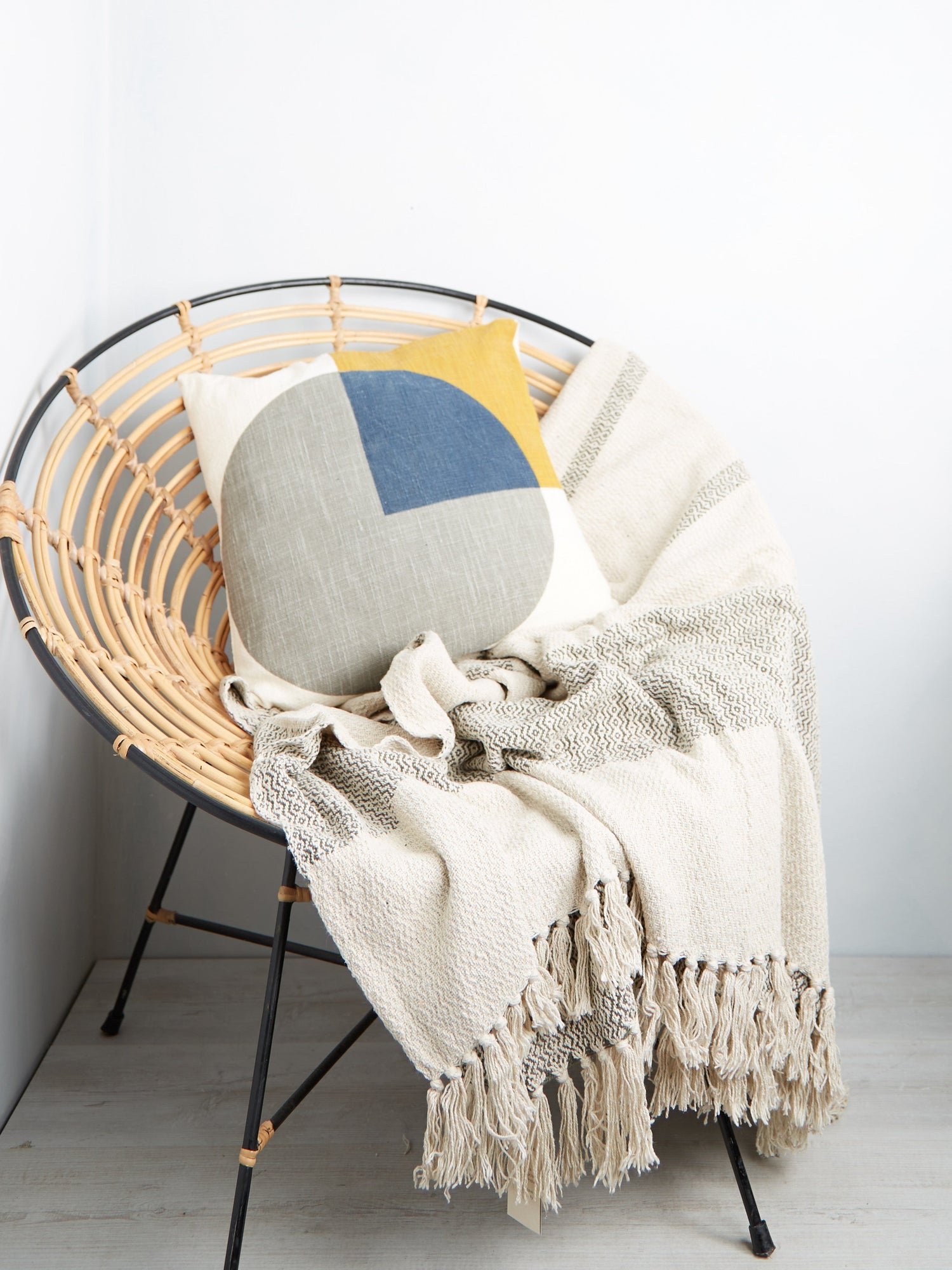 Fidan Green Printed Recycled Cotton Throw