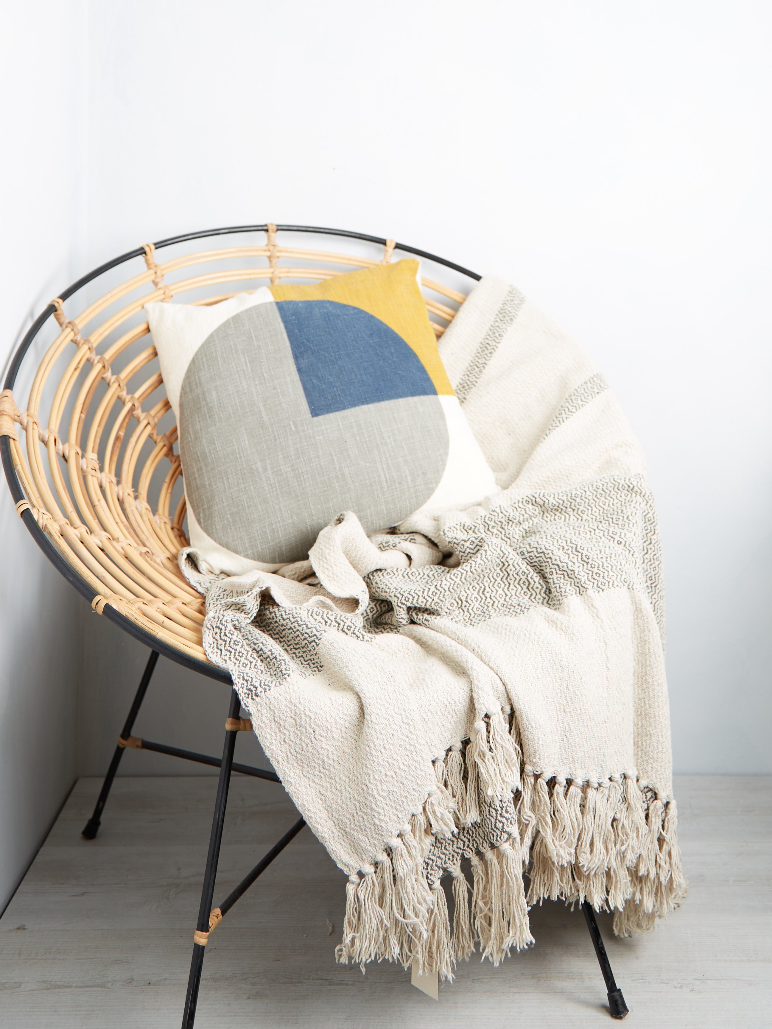 Fidan Green Printed Recycled Cotton Throw