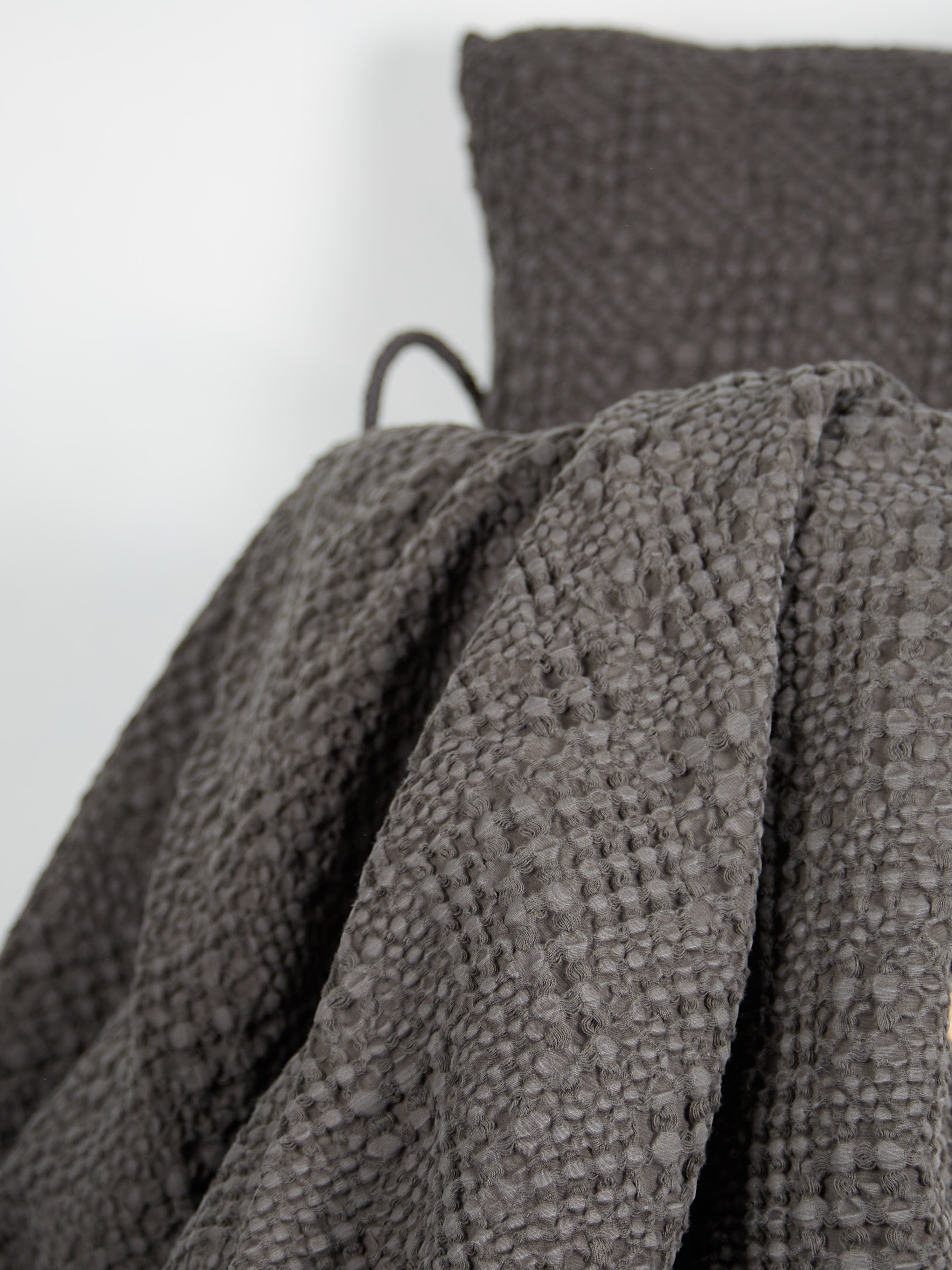 Stonewashed Cotton Tana Bedspread Throw - Carbone - 3 Sizes Available