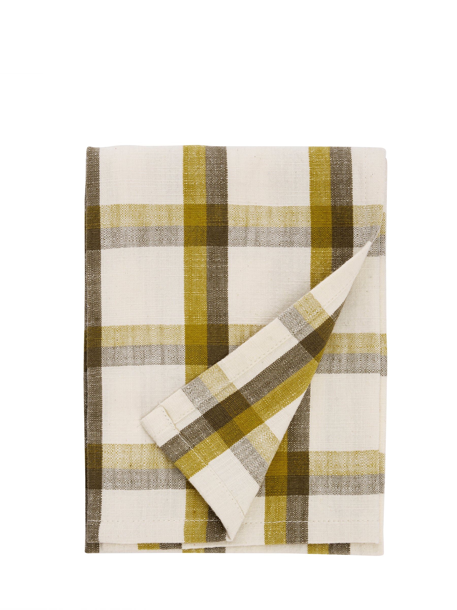 Checked Kitchen Tea Towel - Green Tones