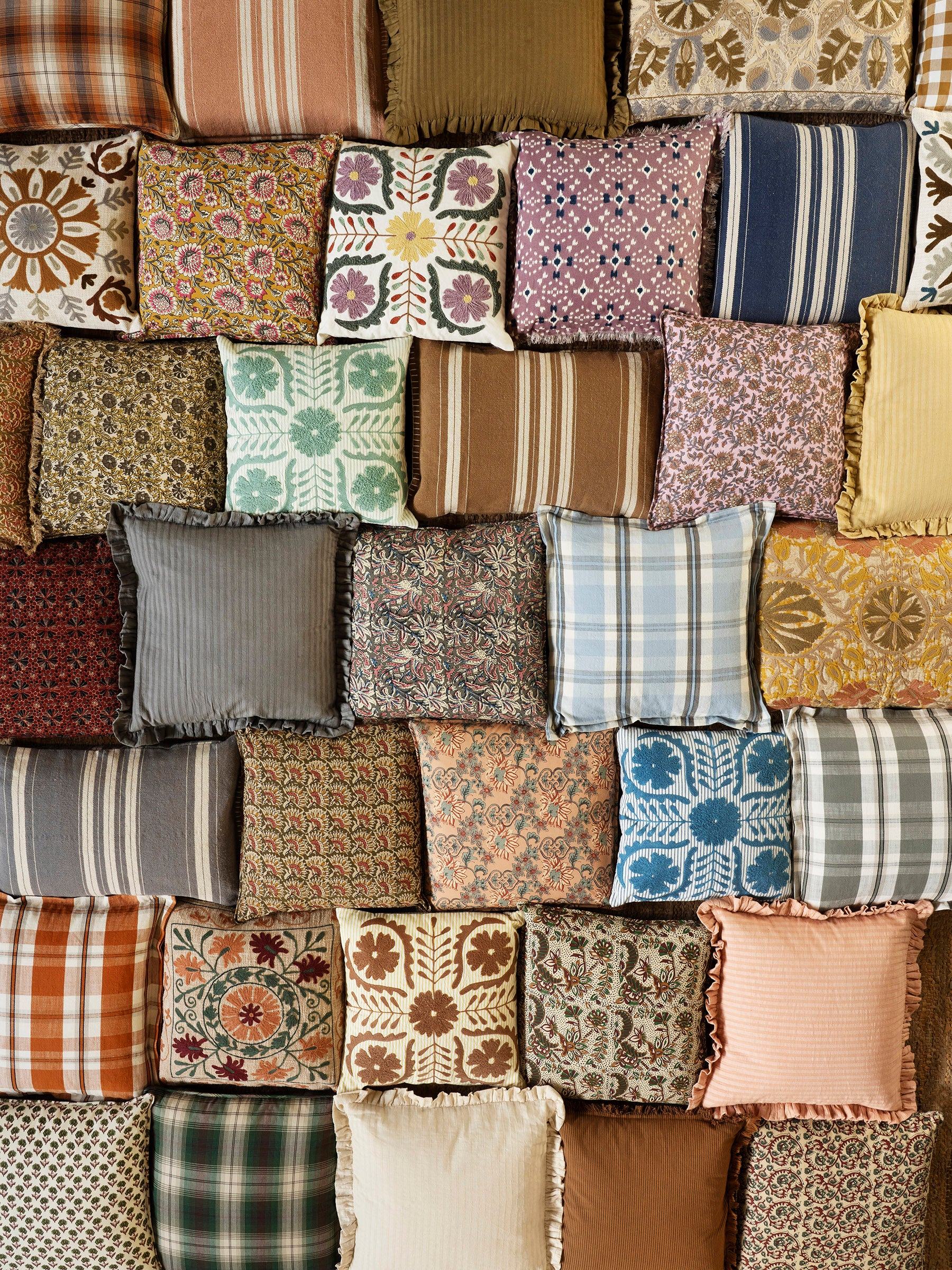 Dawn Checked Cotton Cushion - Bronze Apricot, Off White, Light Grey, Black