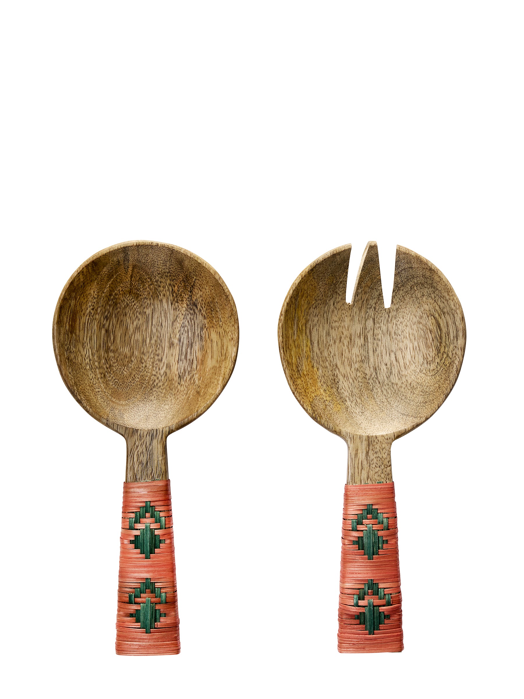Wooden Salad Serving set - Sienna, Green