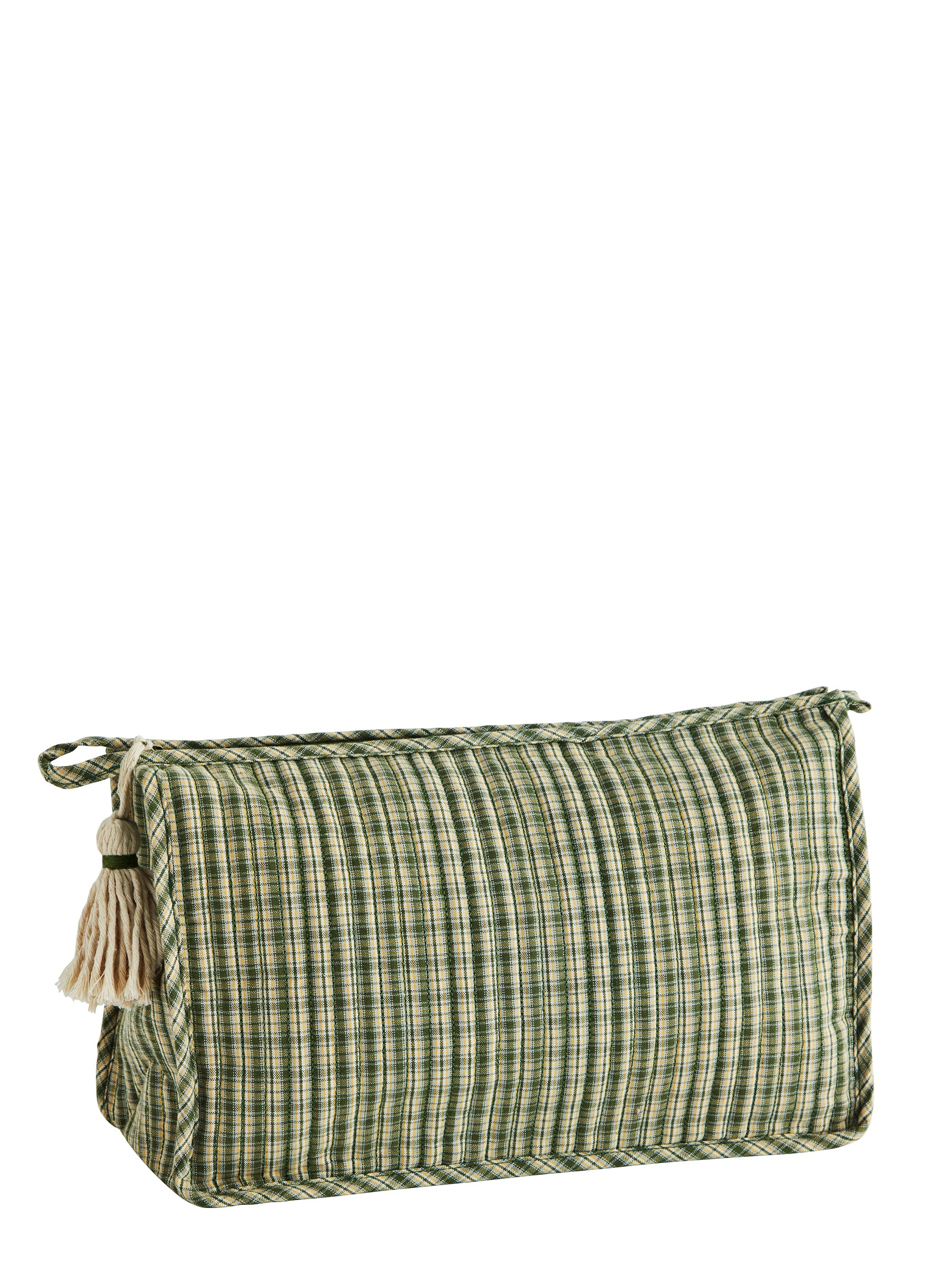 Quilted Plaid Washbag With Tassel - Colour Options Available