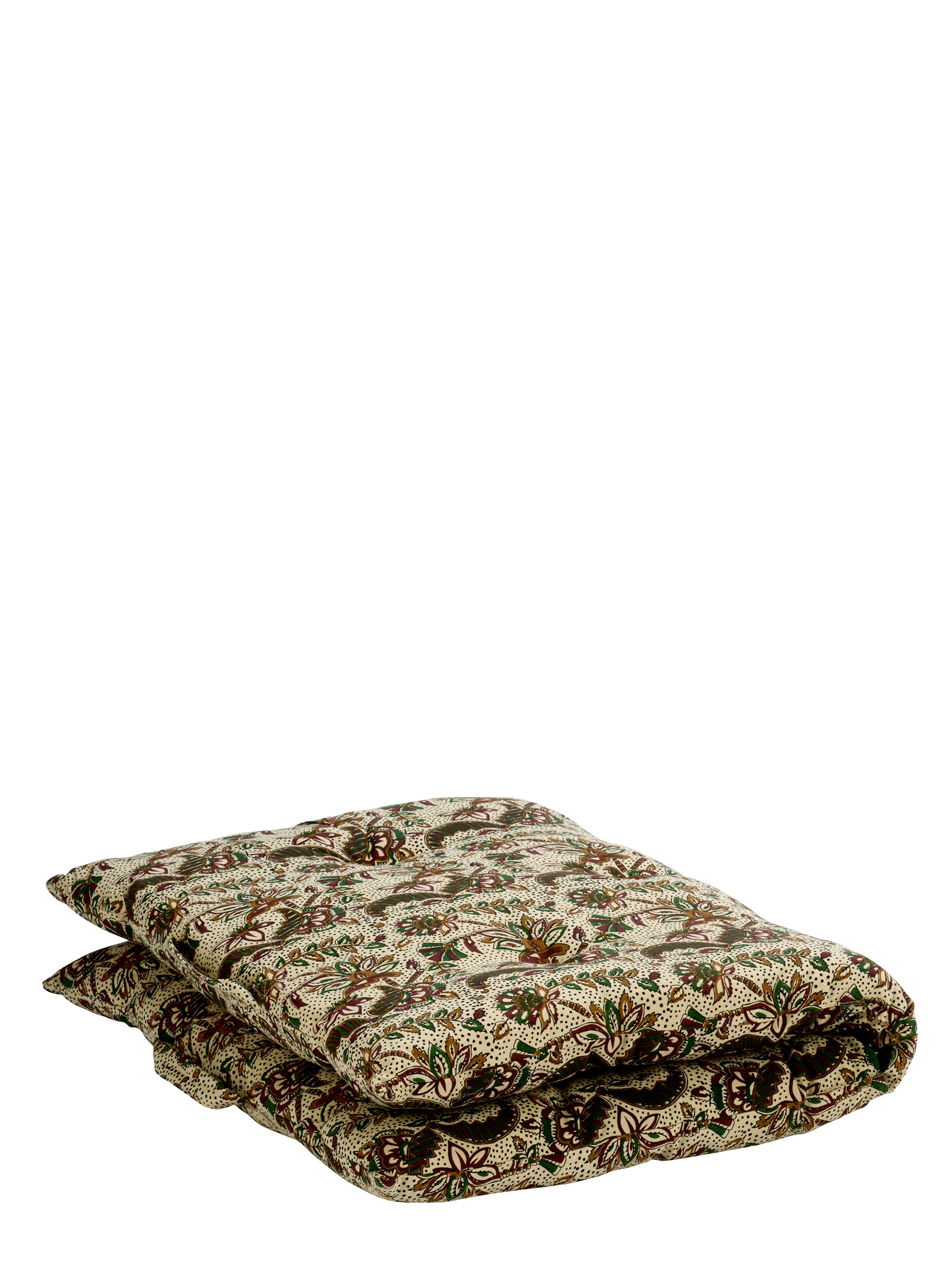 Printed Cotton Mattress - Off White, Green, Chestnut, Mustard