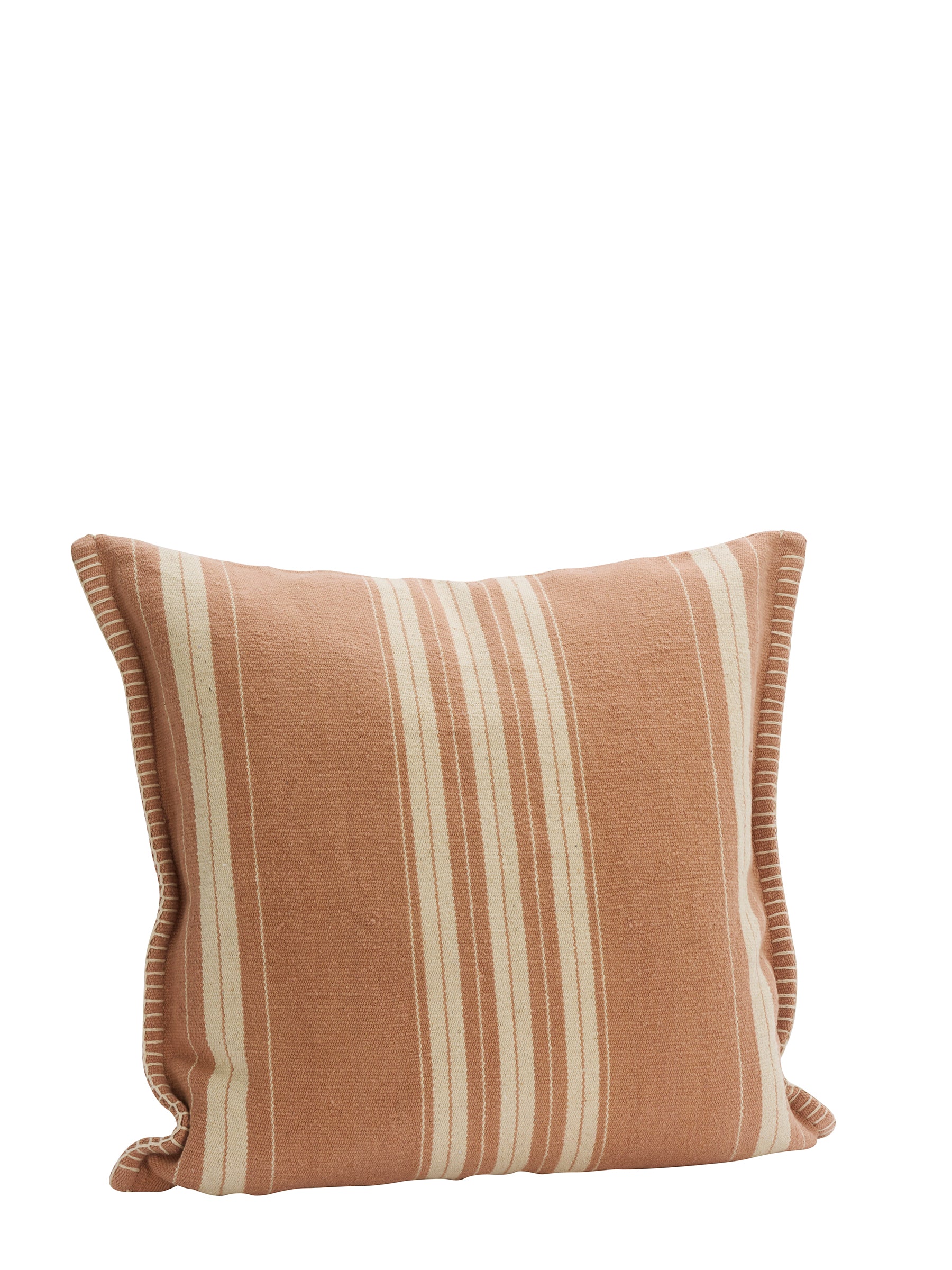 Fern Striped Jute Textured Cushion - Dusty Rose, Off White