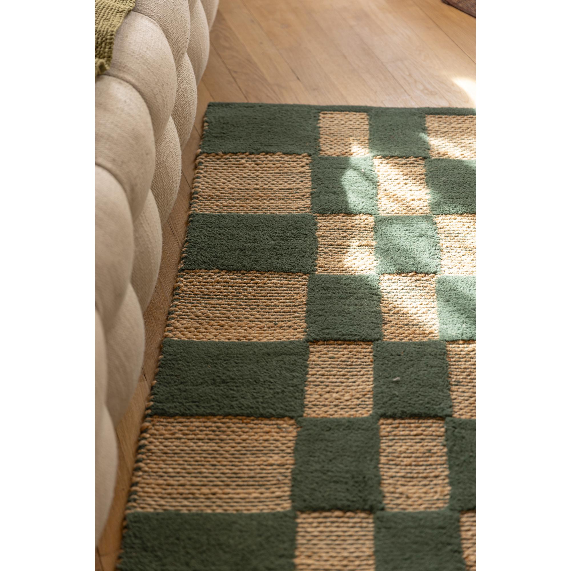 Milena Checkered Outdoor Rug - Rich Green - 160x230x1cm