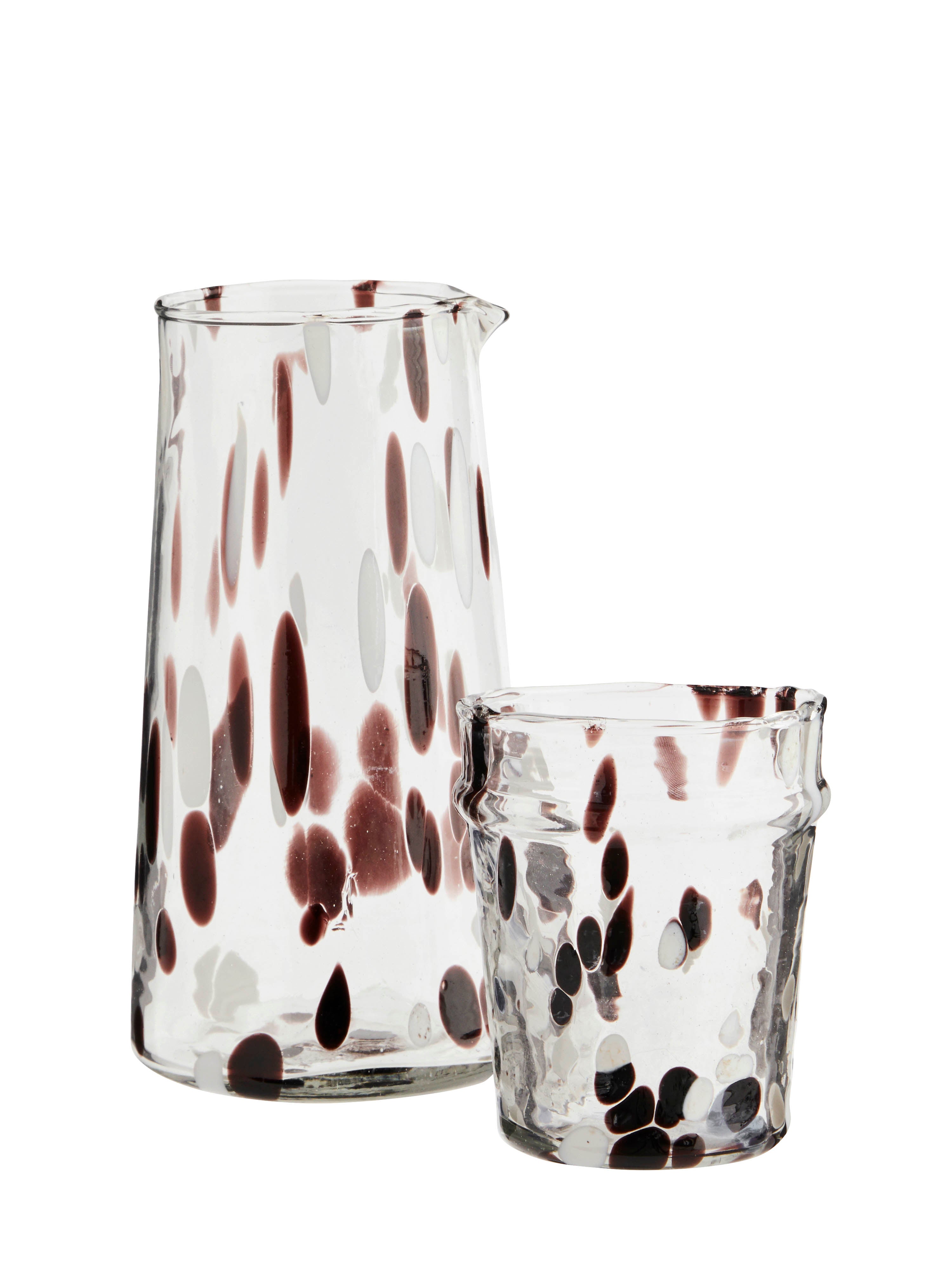 Mouthblown Brown & White Glass Jug