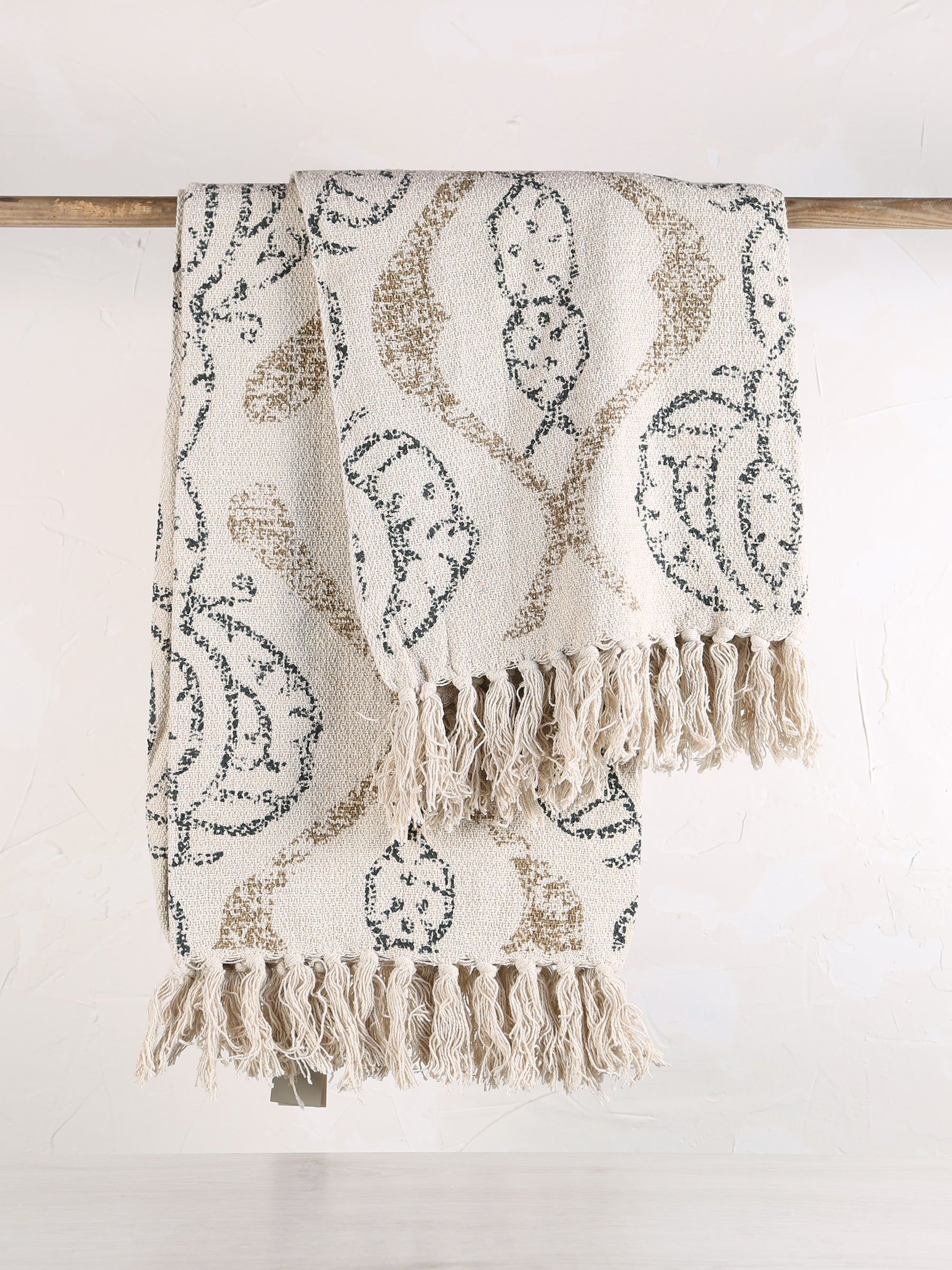Freddy - Recycled Cotton Throw - Beige Patterned