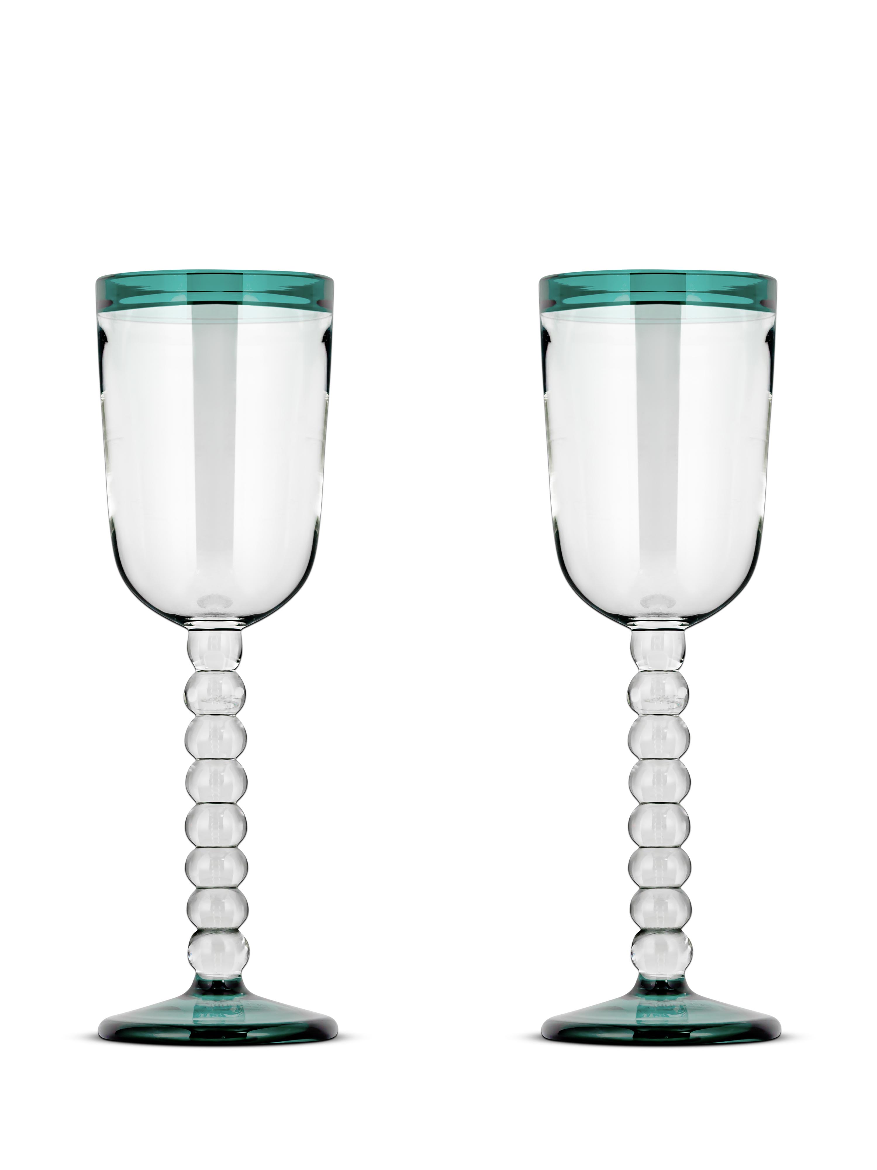 Thimma Wine Glass - Clear & Teal