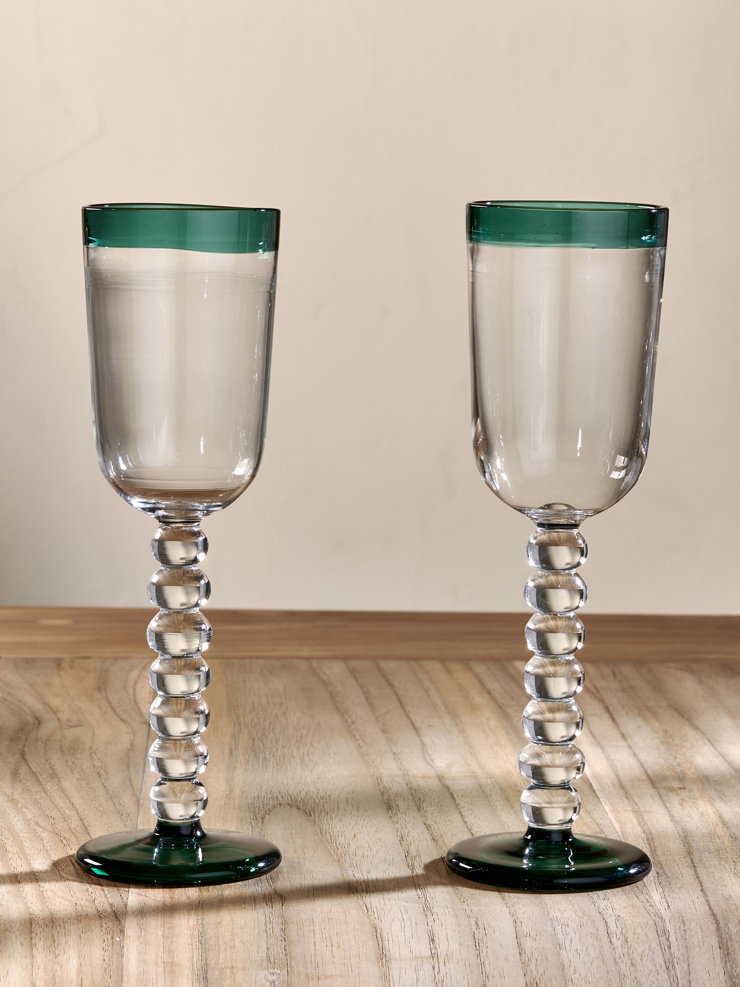 Thimma Wine Glass - Clear & Teal