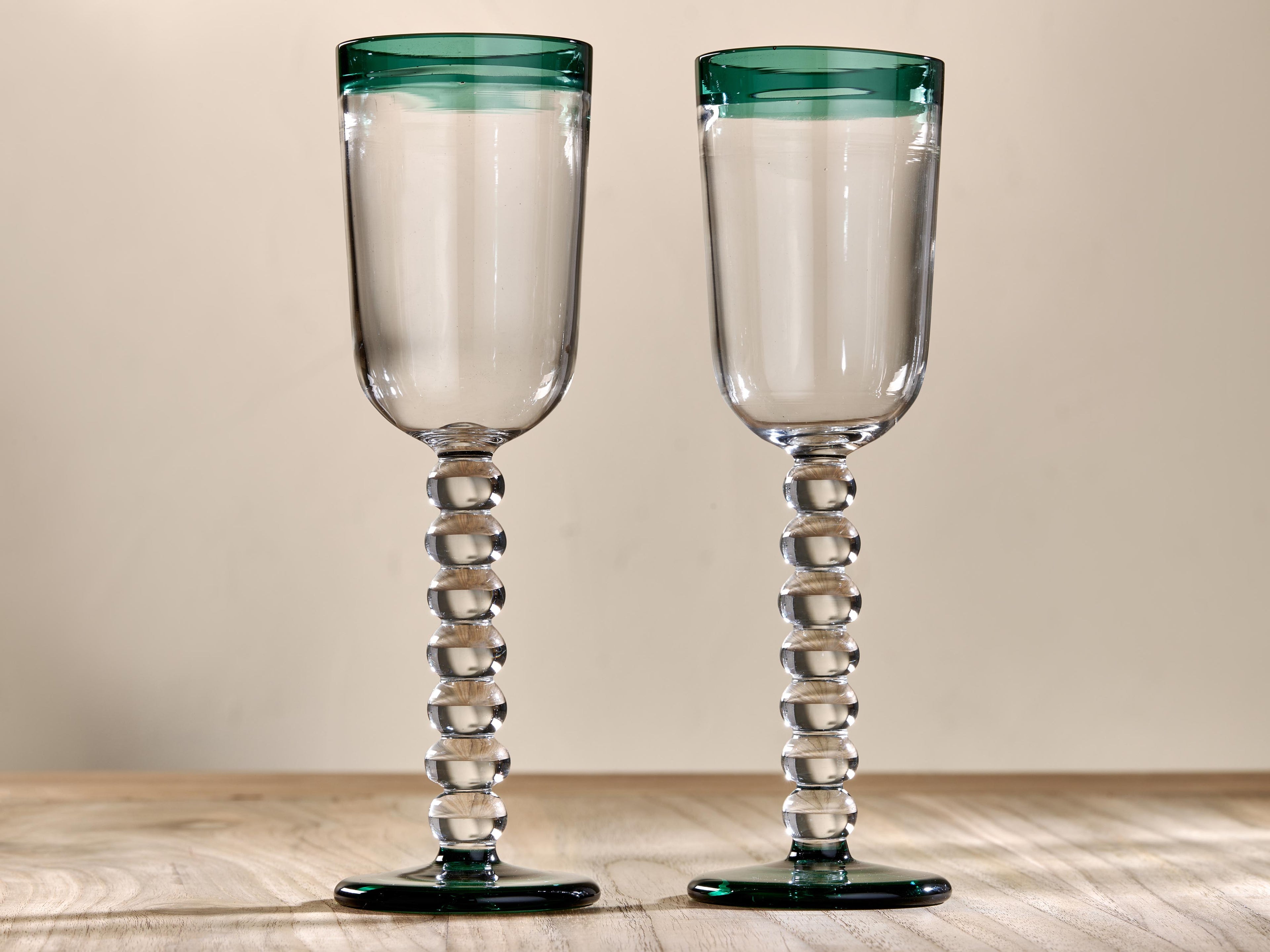 Thimma Wine Glass - Clear & Teal