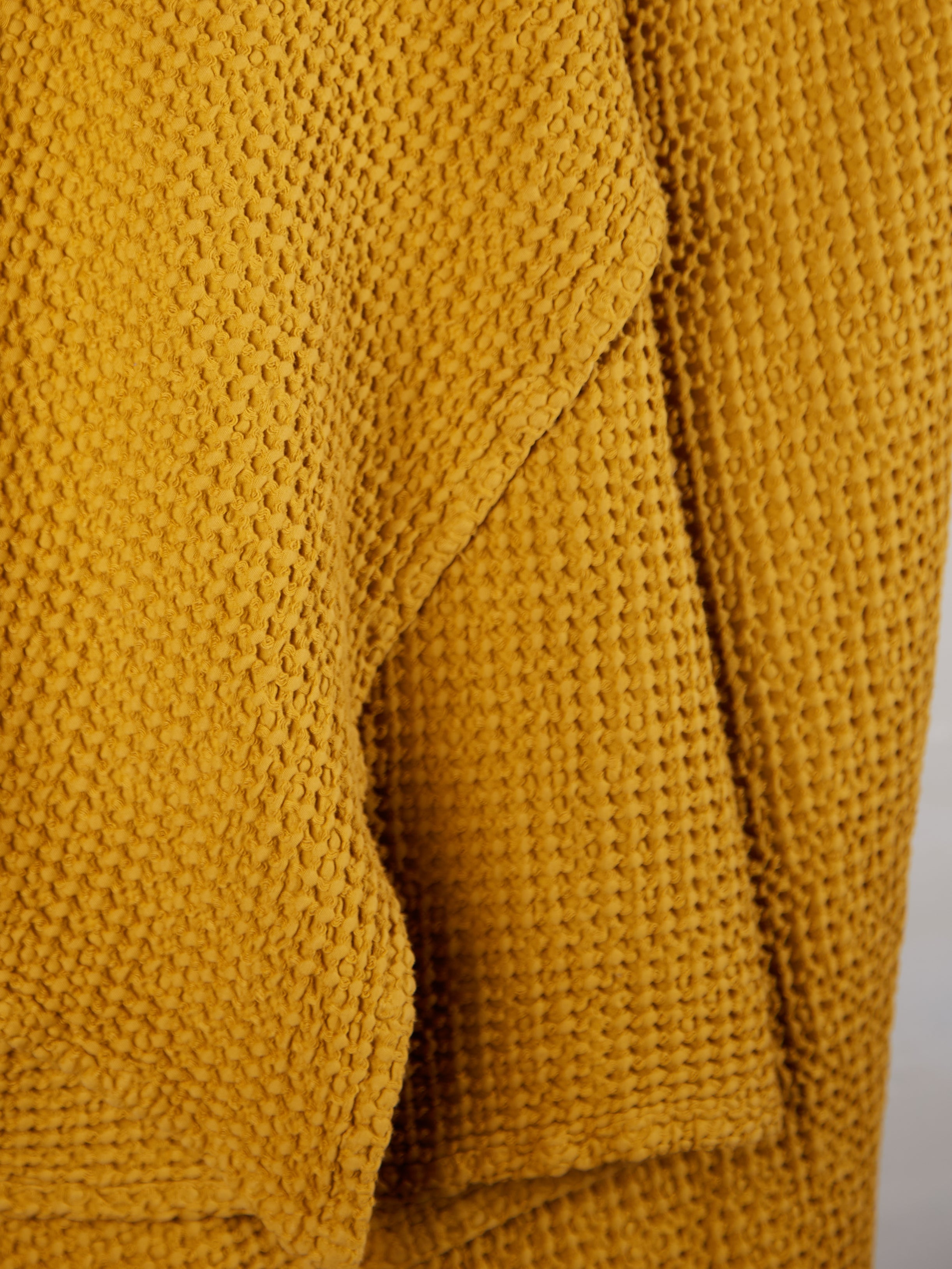 Maia Recycled Honeycomb Bedspread Throw - Saffron - 4 Sizes Available