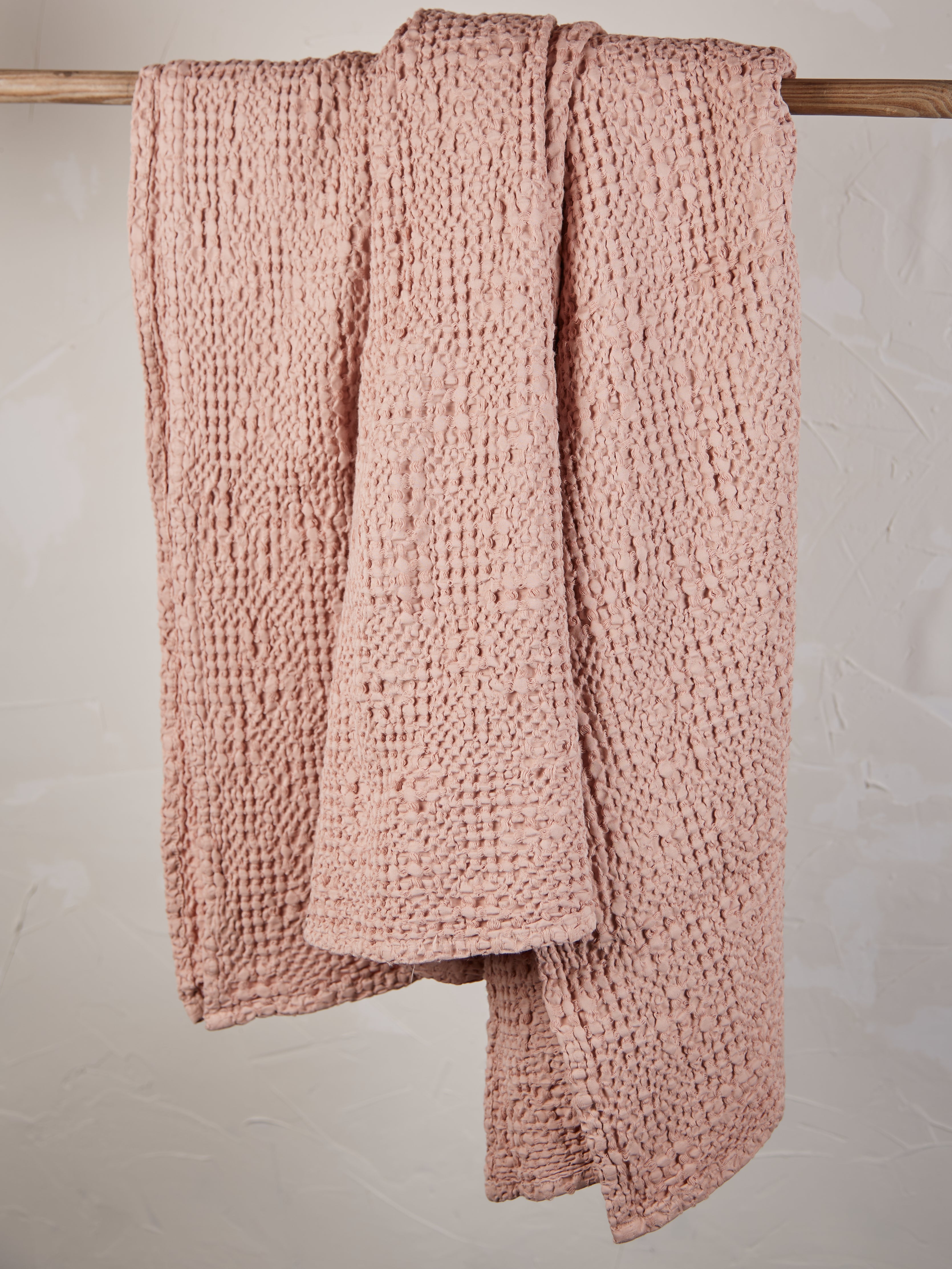 Stonewashed Cotton Tana Bedspread Throw - Aubepine Pink - 3 Sizes