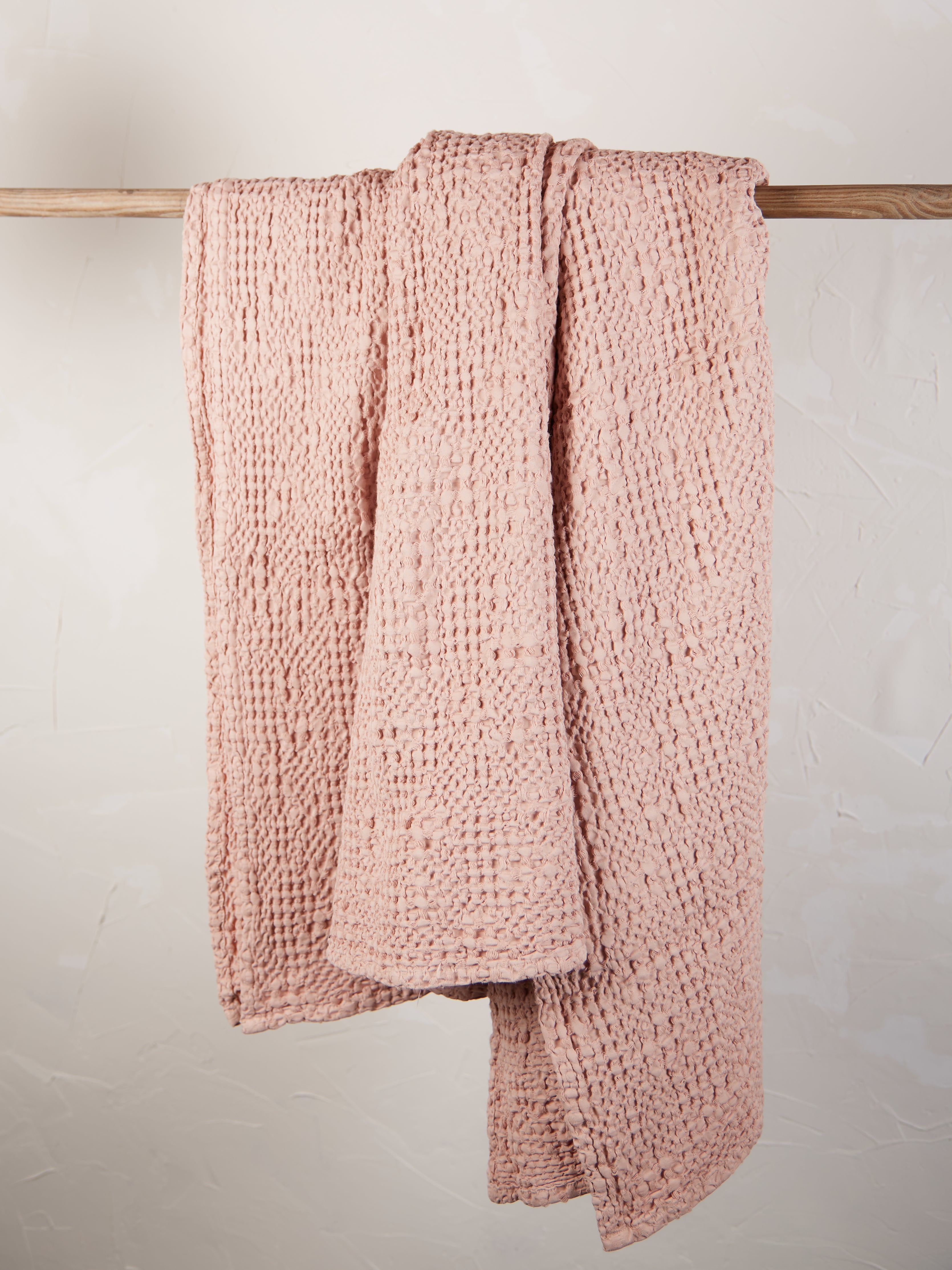 Stonewashed Cotton Tana Bedspread Throw - Aubepine Pink - 3 Sizes