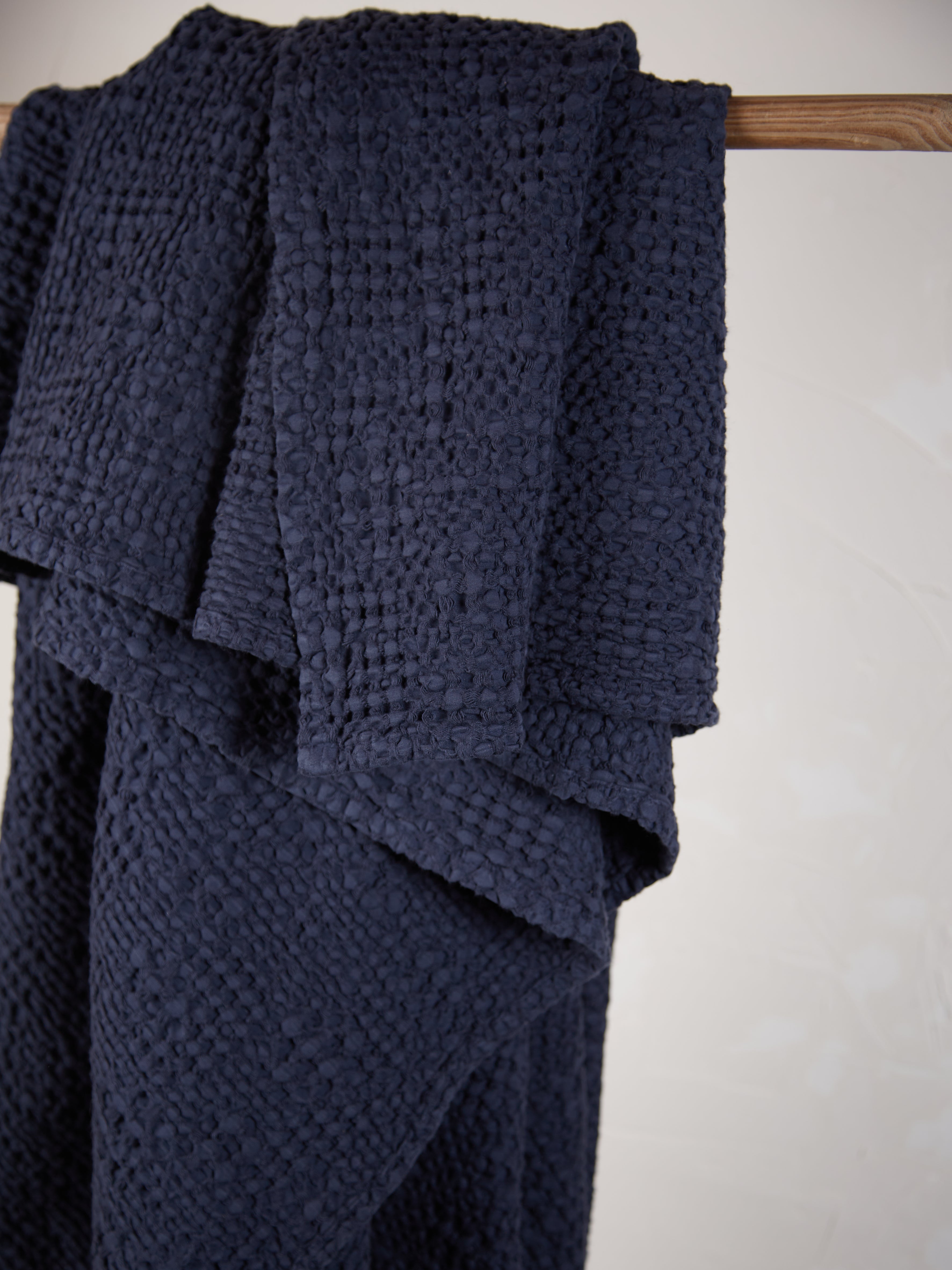 Stonewashed Cotton Tana Bedspread Throw - Cobalt - 3 Sizes Available