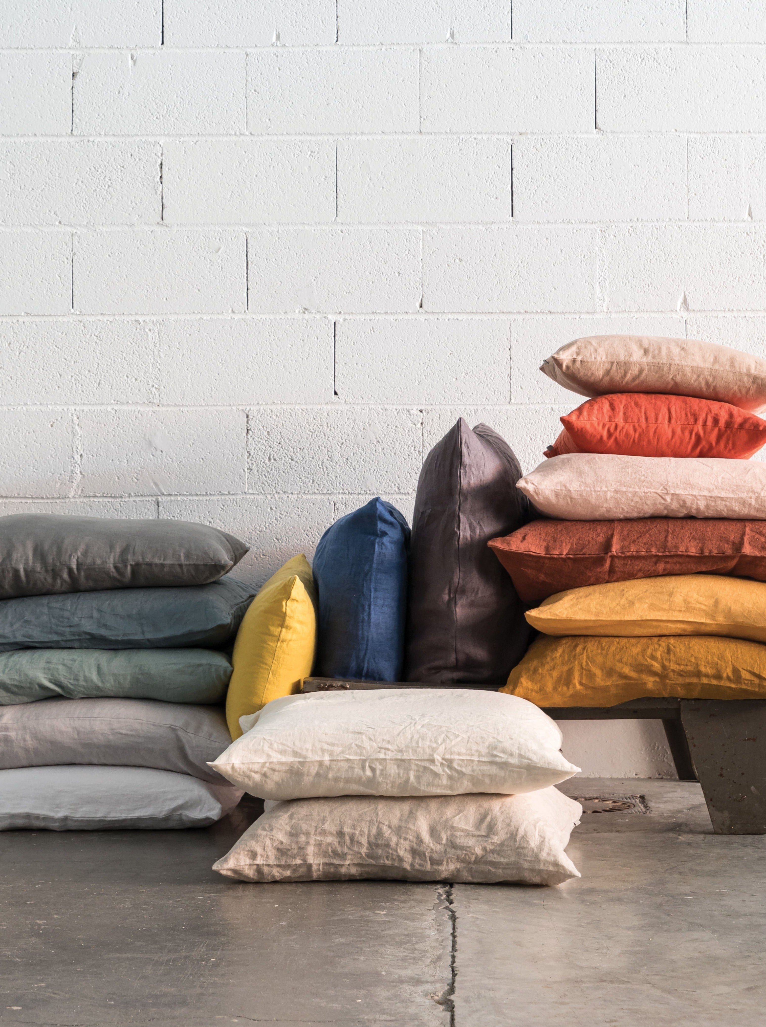 Zeff Stonewashed Linen Square Pillowcase Pair - Vert De Gris