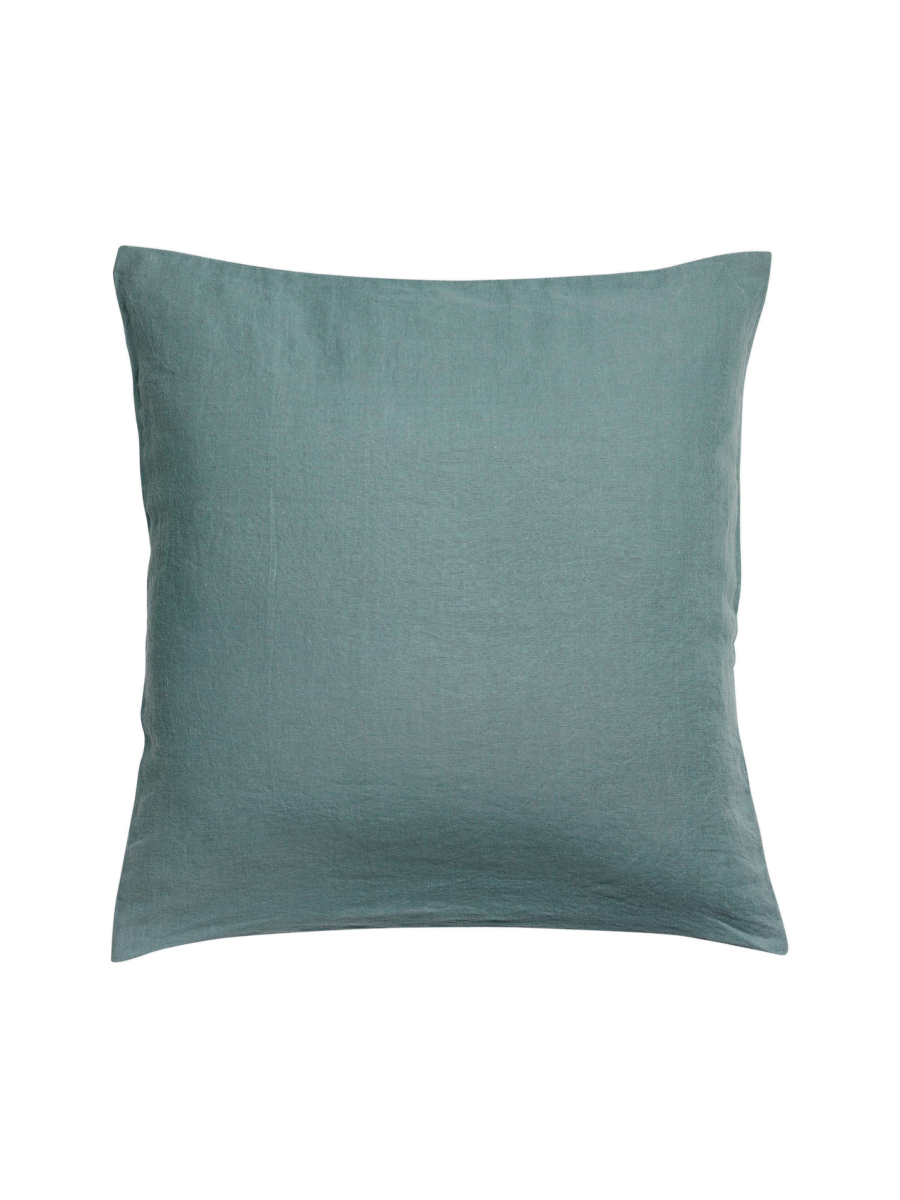 Zeff Stonewashed Linen Square Pillowcase Pair - Vert De Gris