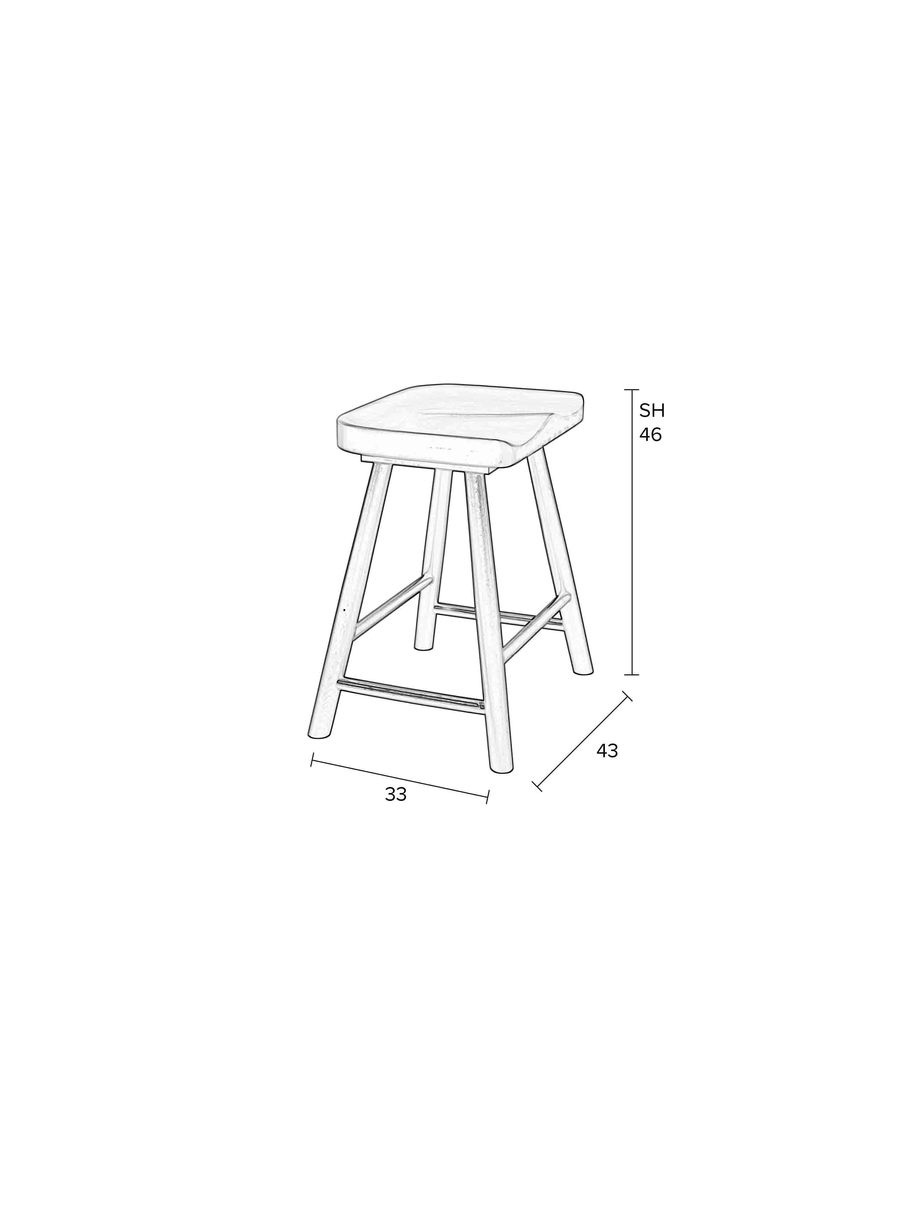Cleveland Solid Oak Short Wooden Stool - Natural