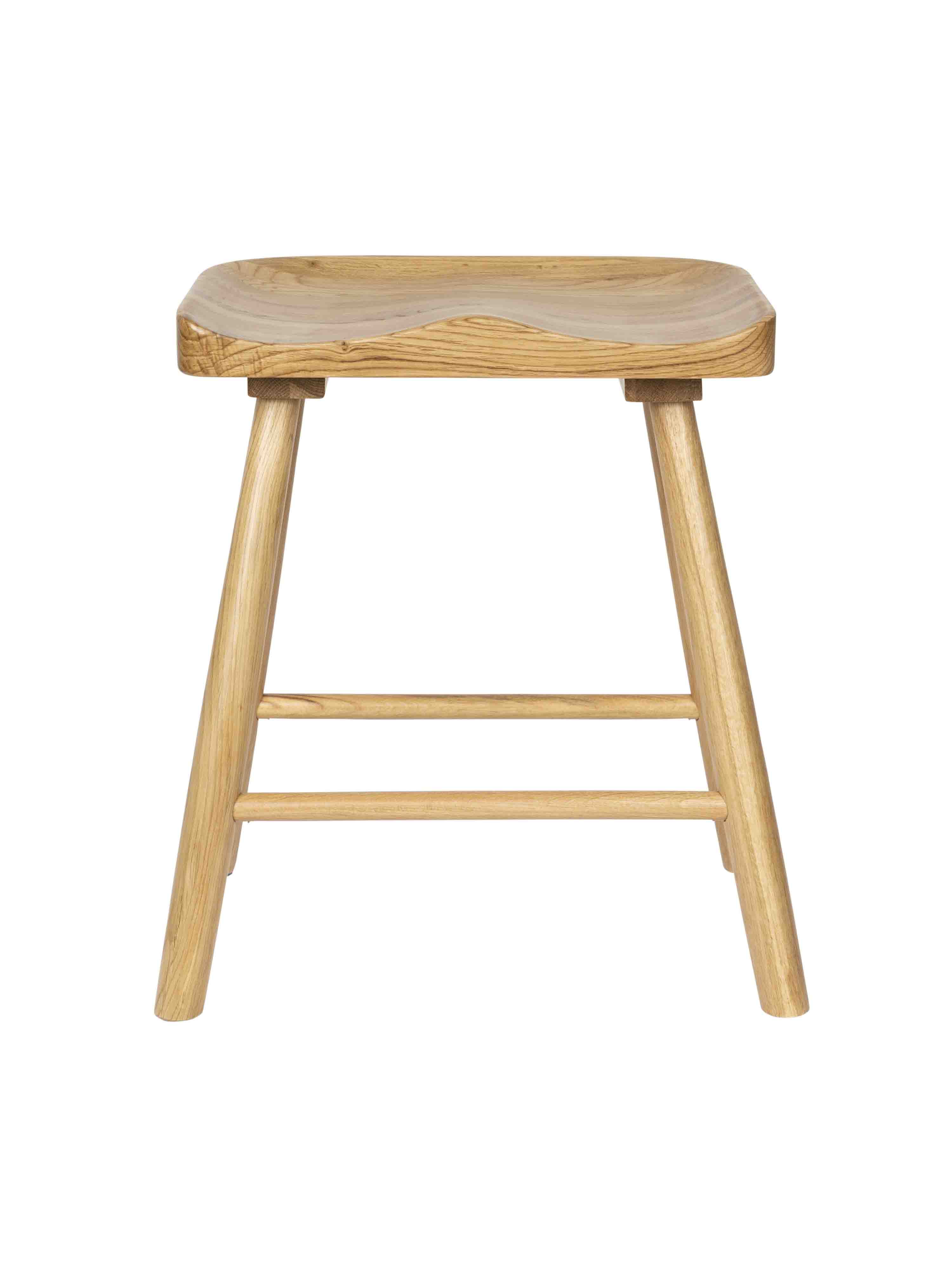 Cleveland Solid Oak Short Wooden Stool - Natural