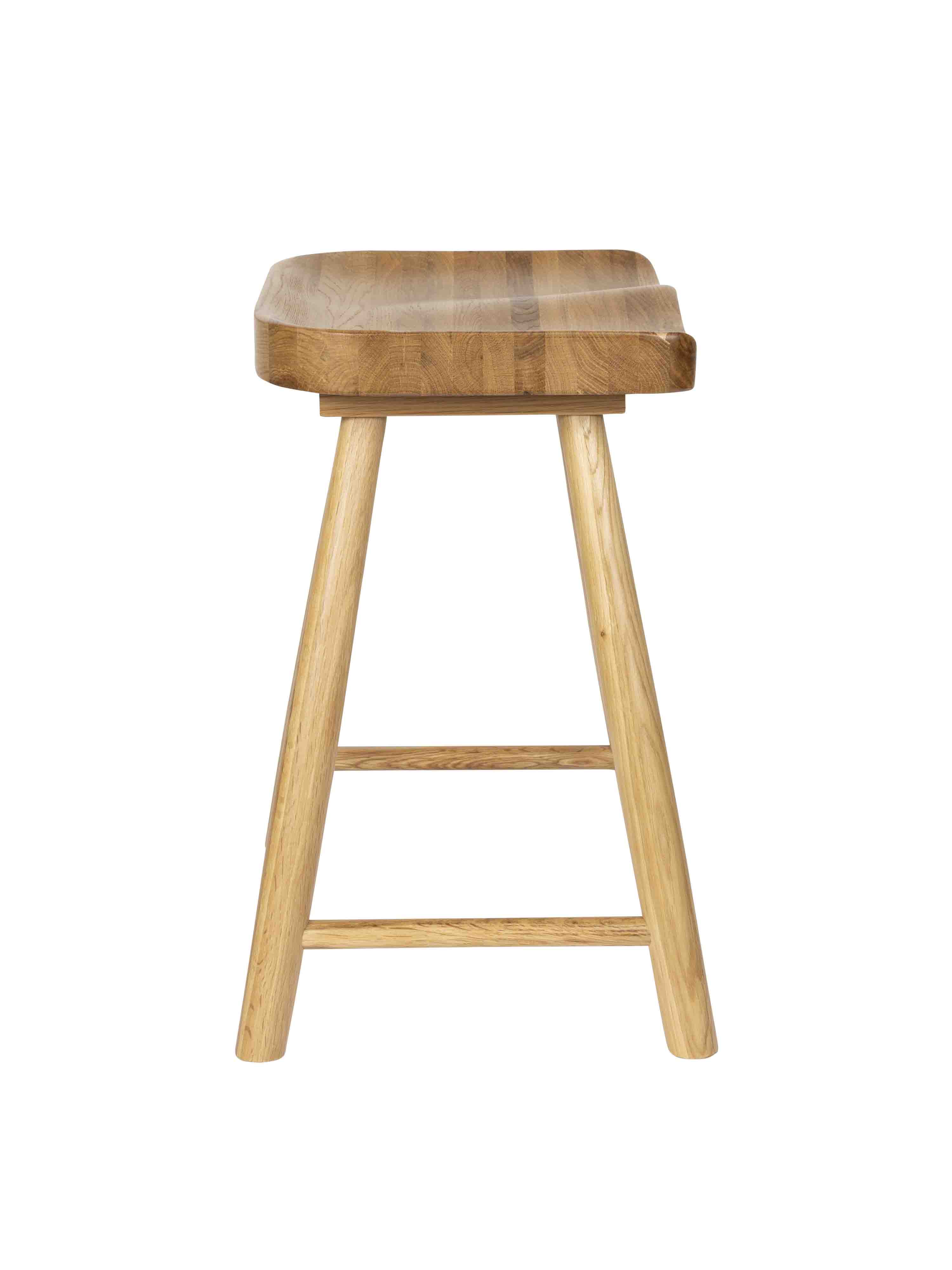 Cleveland Solid Oak Short Wooden Stool - Natural