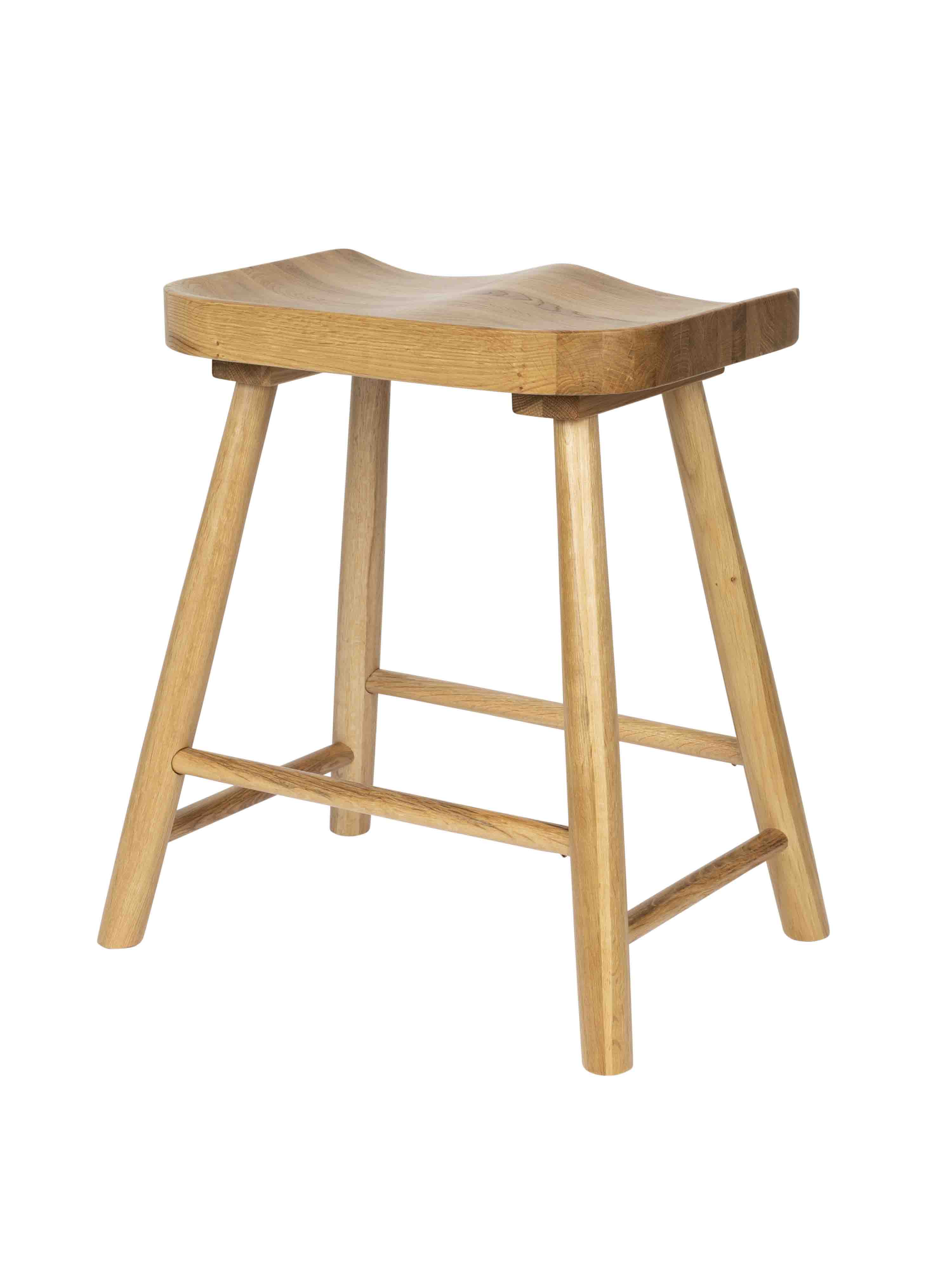 Cleveland Solid Oak Short Wooden Stool - Natural