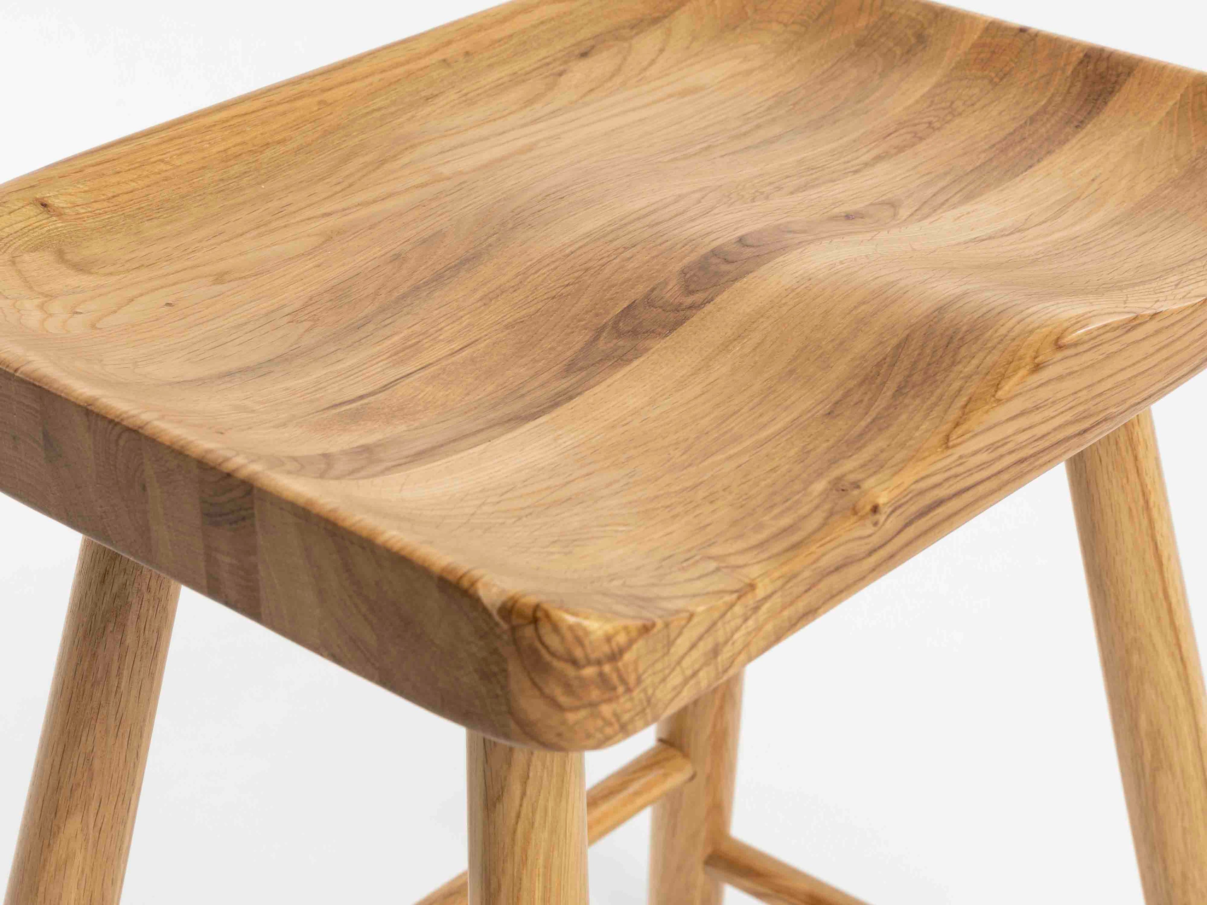 Cleveland Solid Oak Short Wooden Stool - Natural