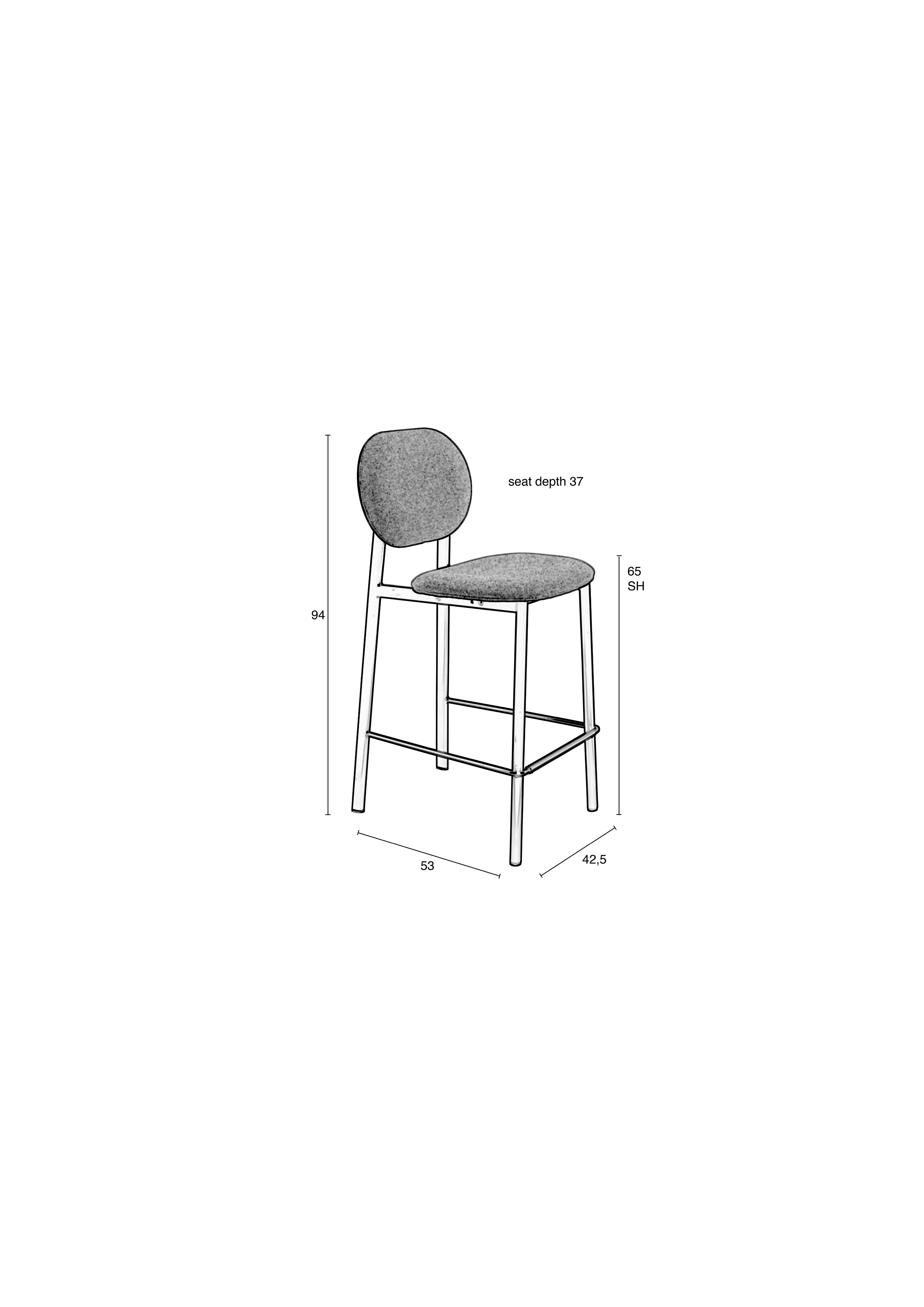 Pink and Cane Webbing Spike Bar Stool