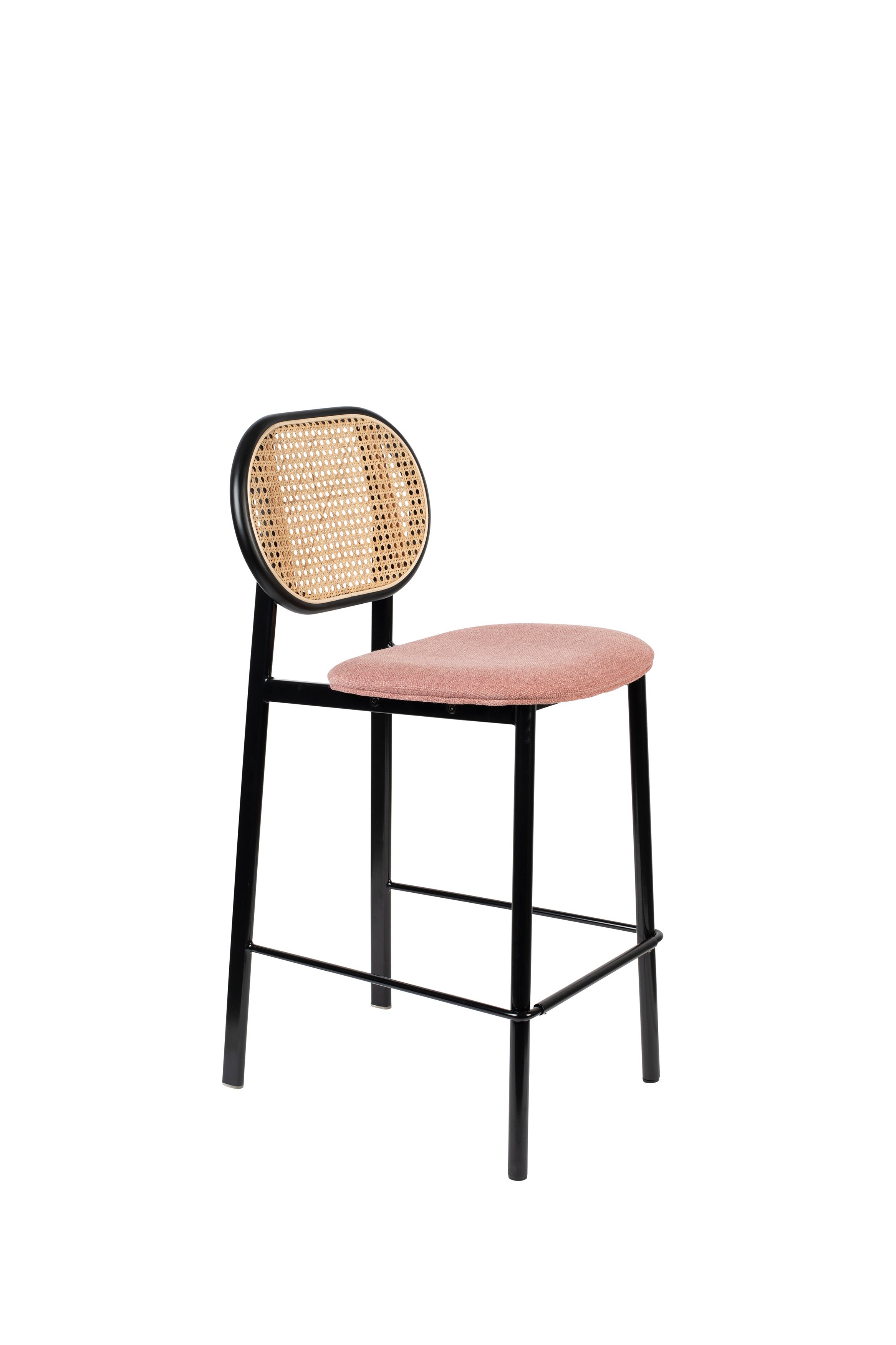 Pink and Cane Webbing Spike Bar Stool
