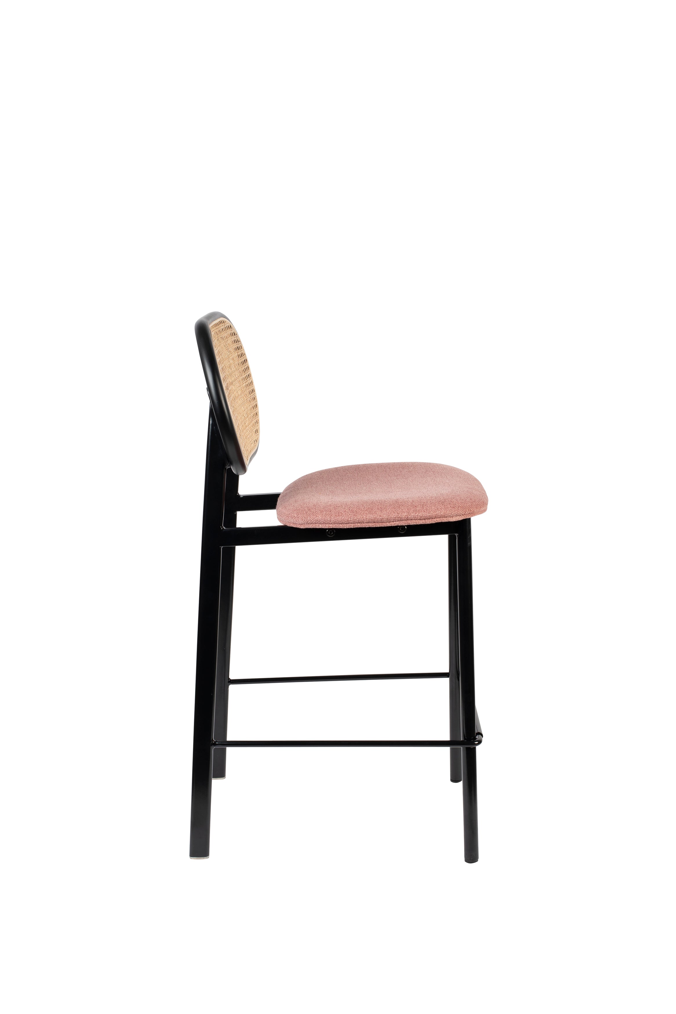Pink and Cane Webbing Spike Bar Stool