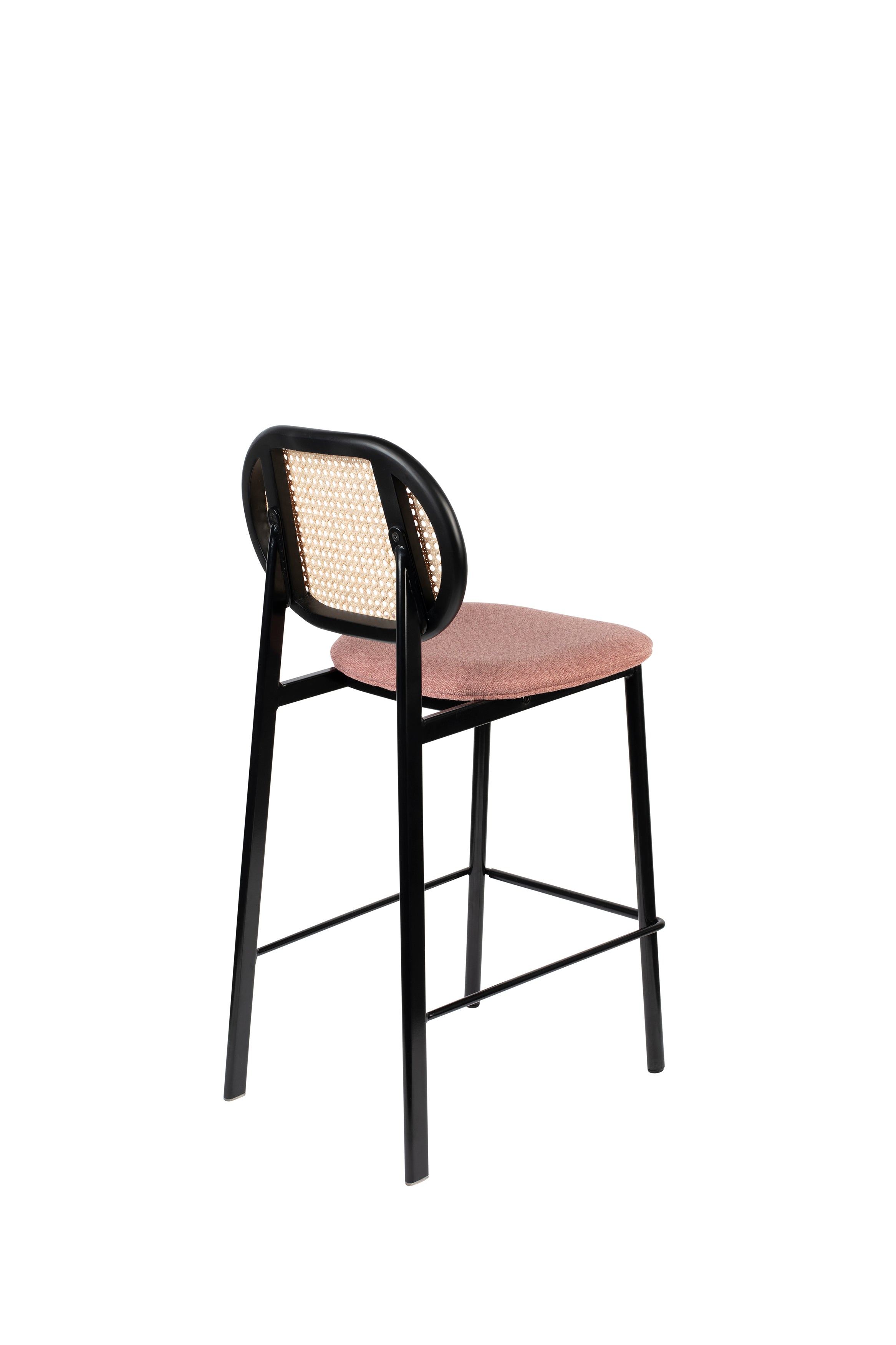 Pink and Cane Webbing Spike Bar Stool