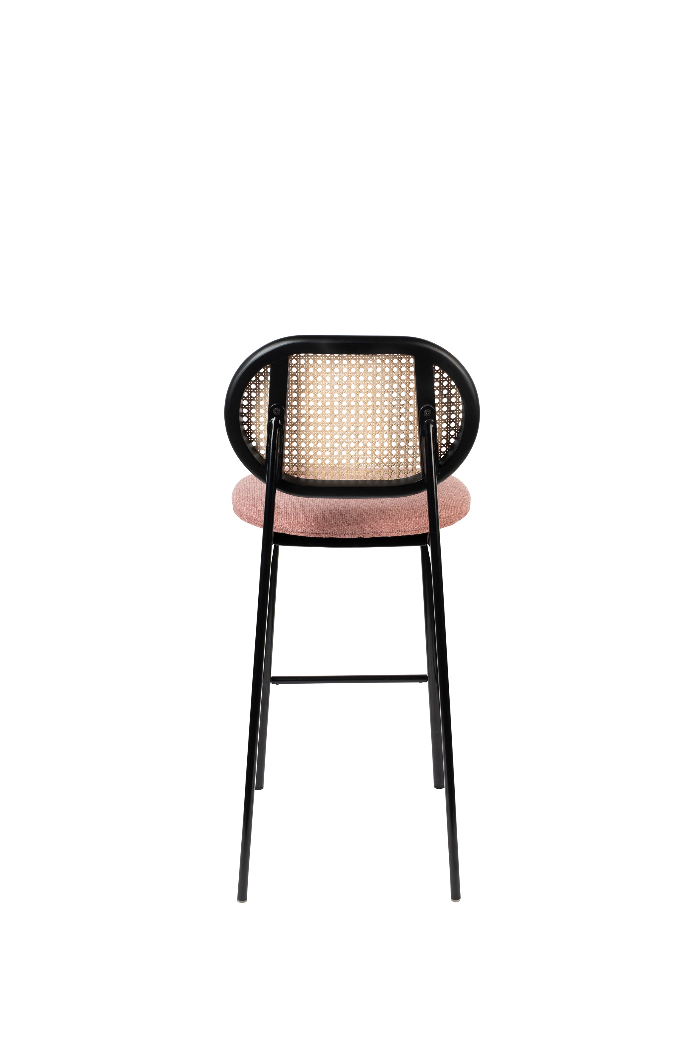 Pink and Cane Webbing Spike Bar Stool