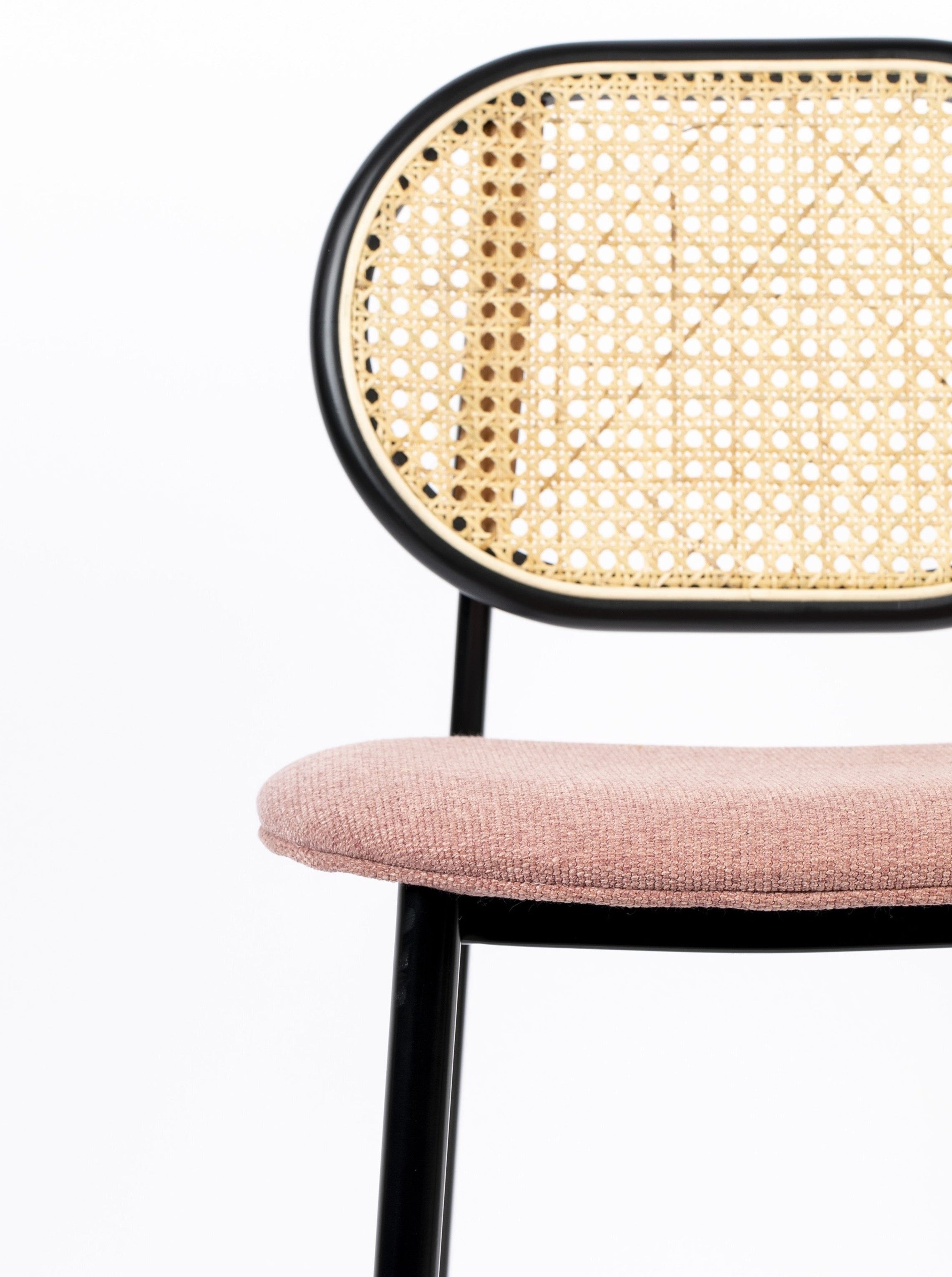 Pink and Cane Webbing Spike Bar Stool