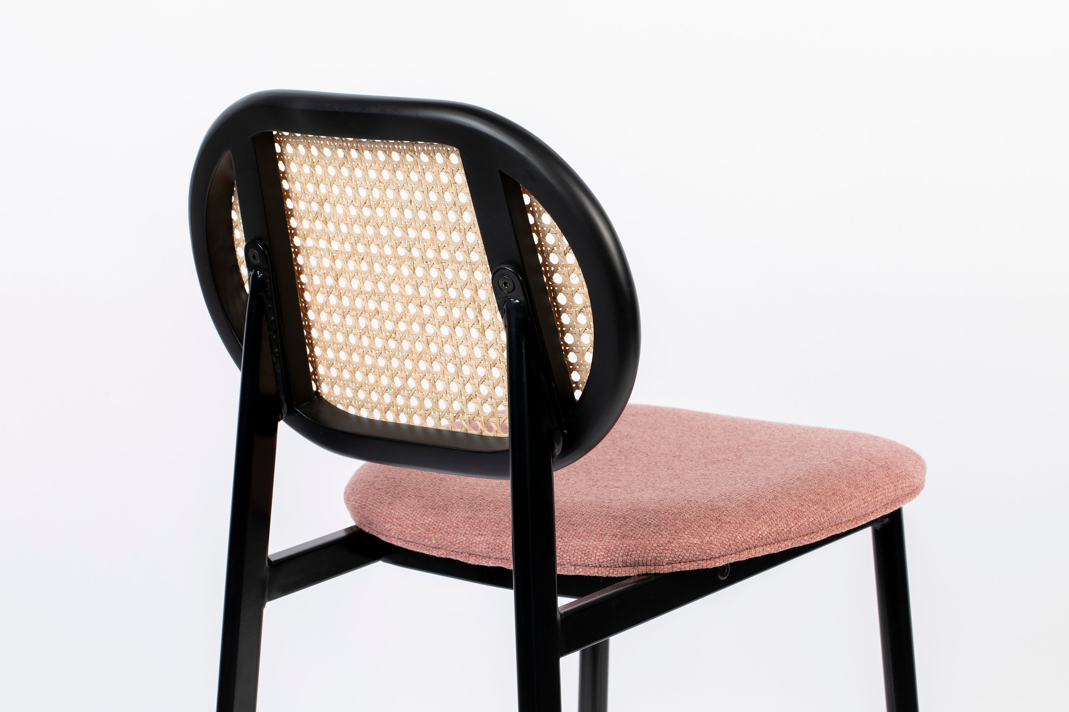 Pink and Cane Webbing Spike Bar Stool