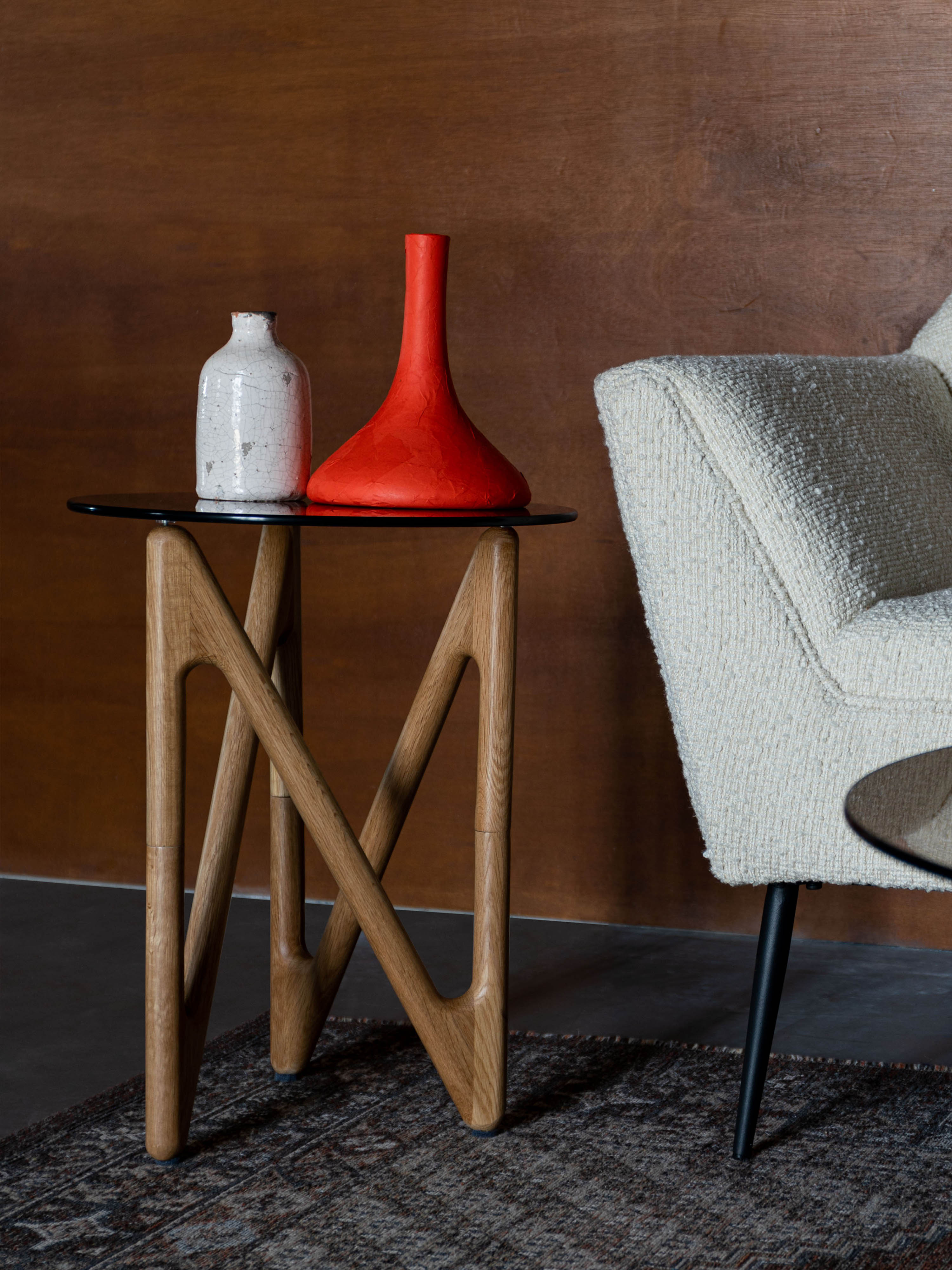 Naia Oak & Glass Side Table