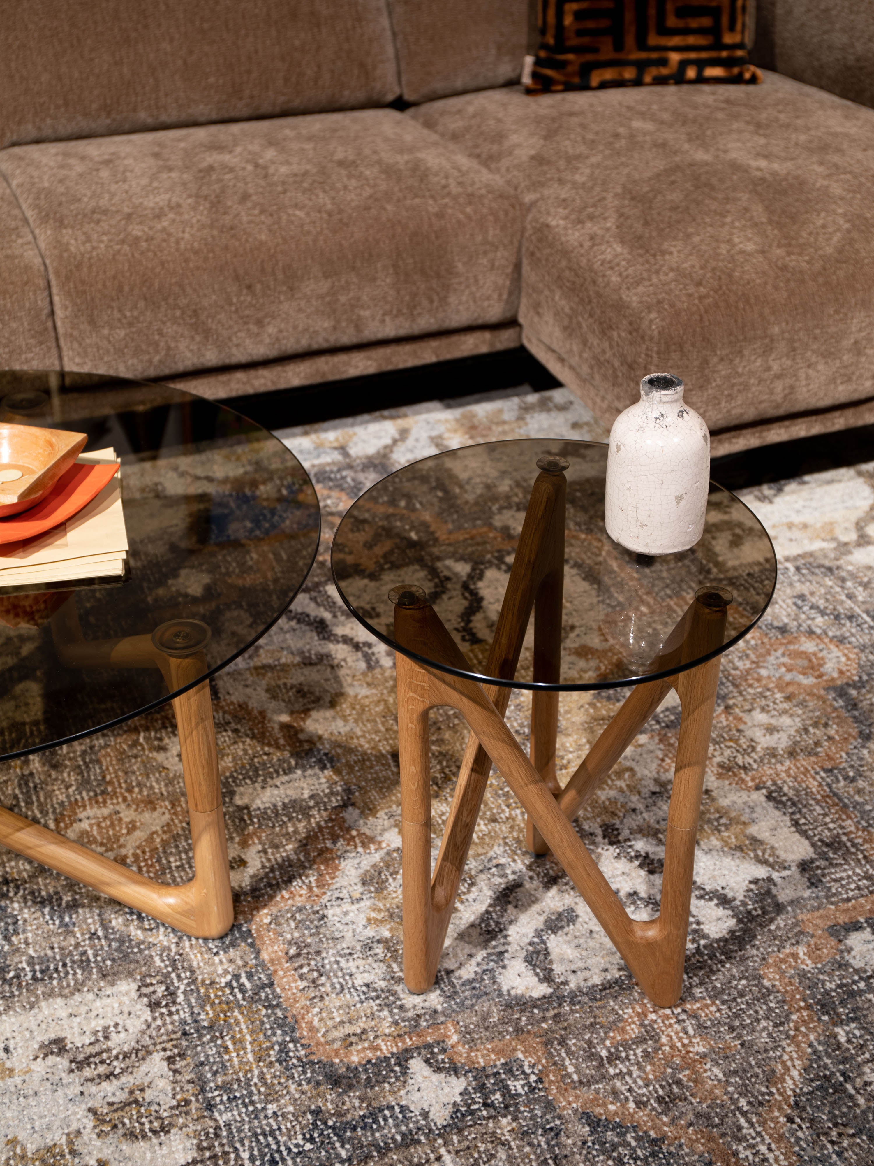 Naia Oak & Glass Side Table