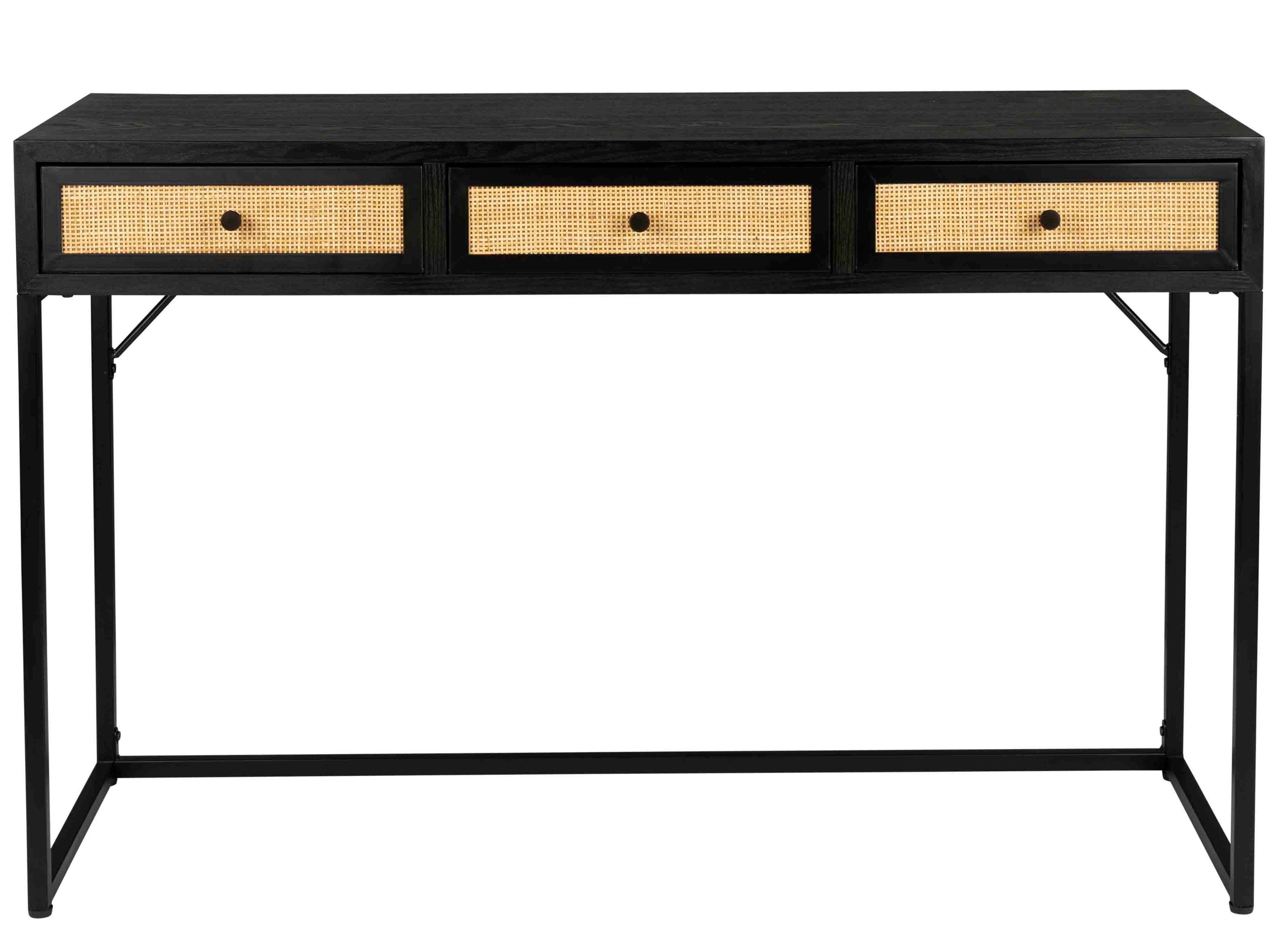 Armie Console Table in Black And Rattan