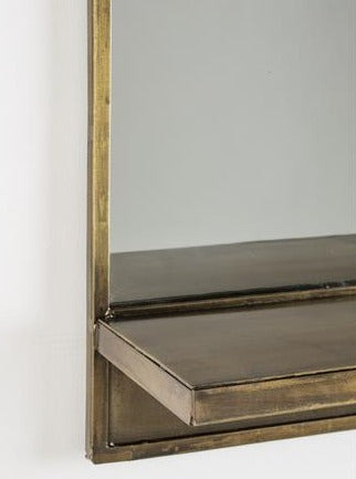 Feyza Horizontal Brass Mirror with Shelf