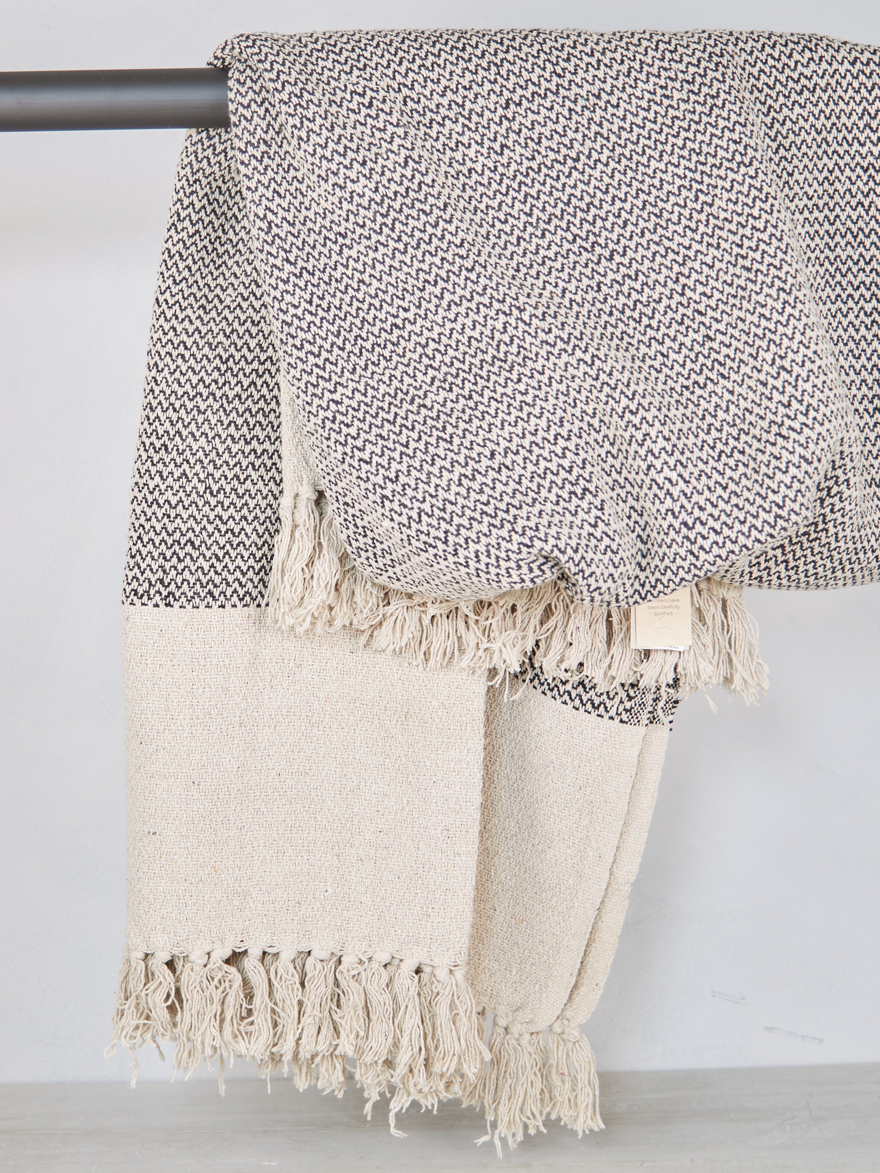 Matt Dark Grey Recycled Cotton Throw