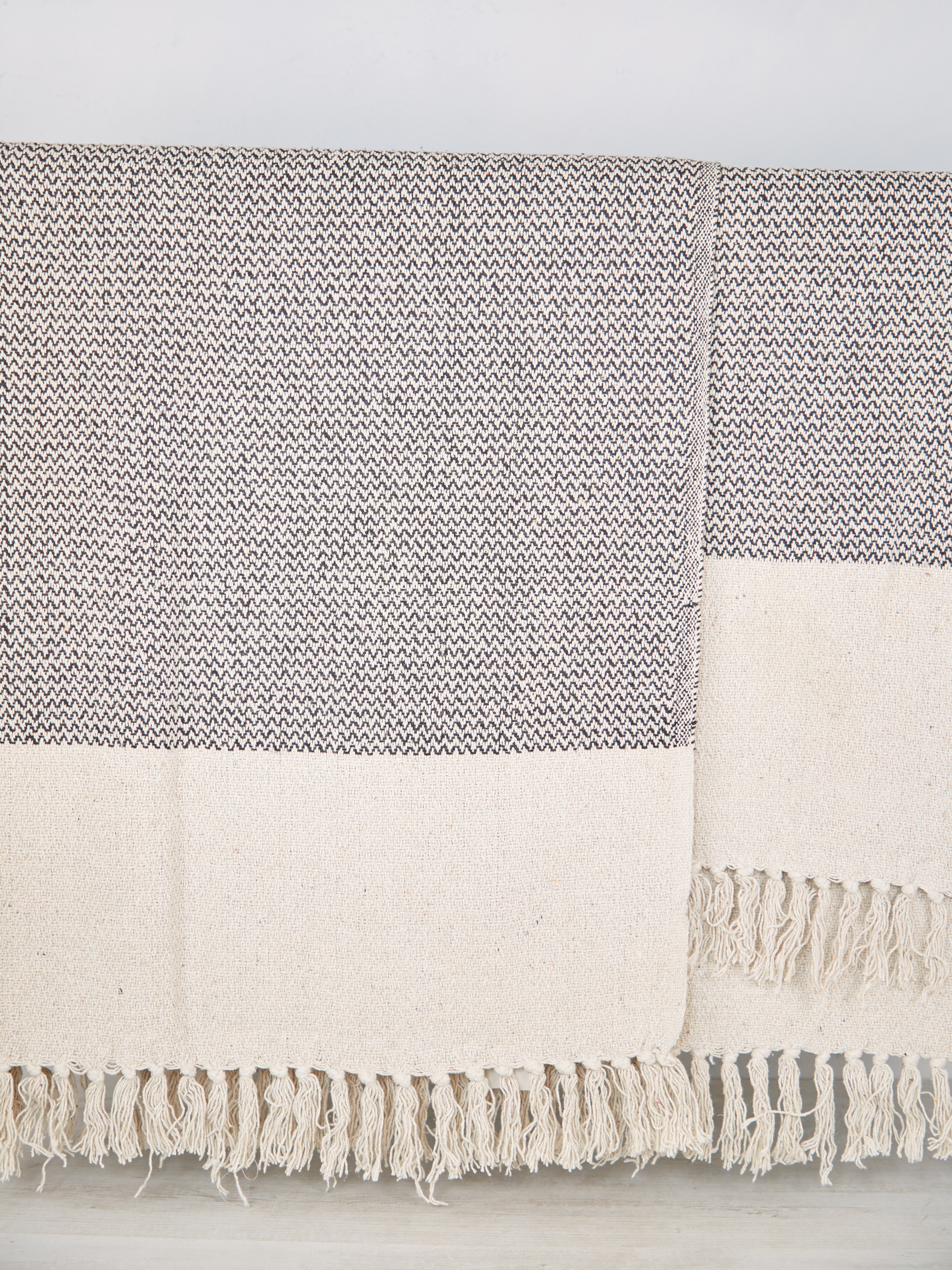 Matt Dark Grey Recycled Cotton Throw