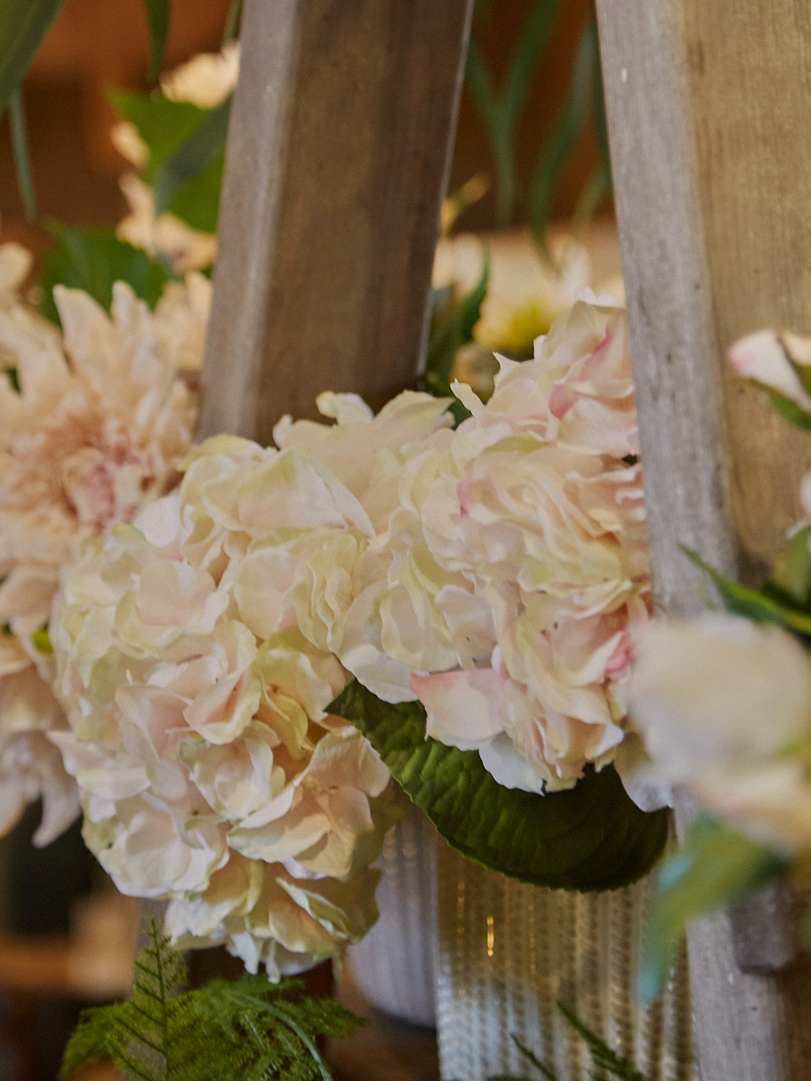 Faux Real Touch Pale Blush Hydrangea